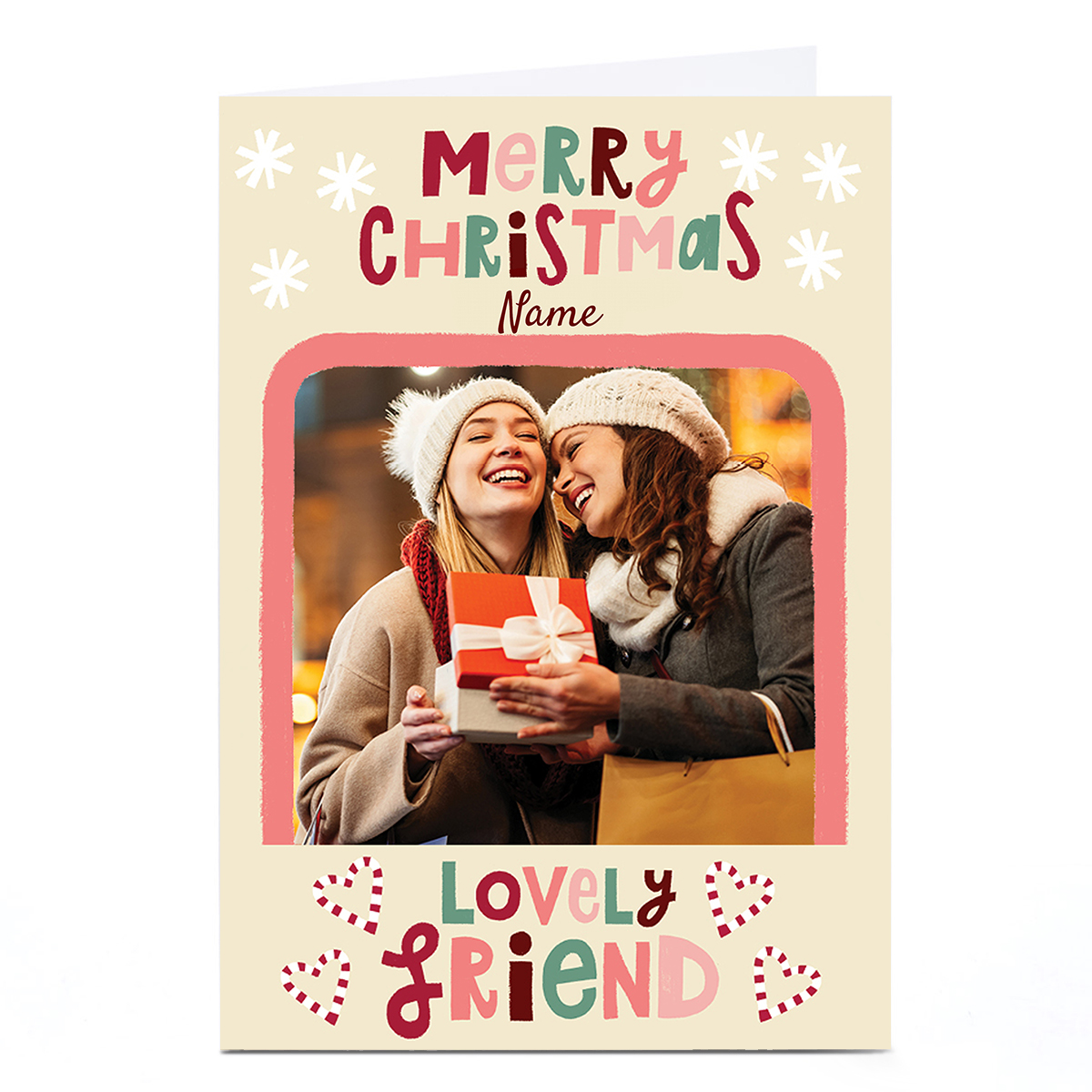 Photo Stevie Studio Christmas Card - Pastel Pink Frame, Lovely Friend