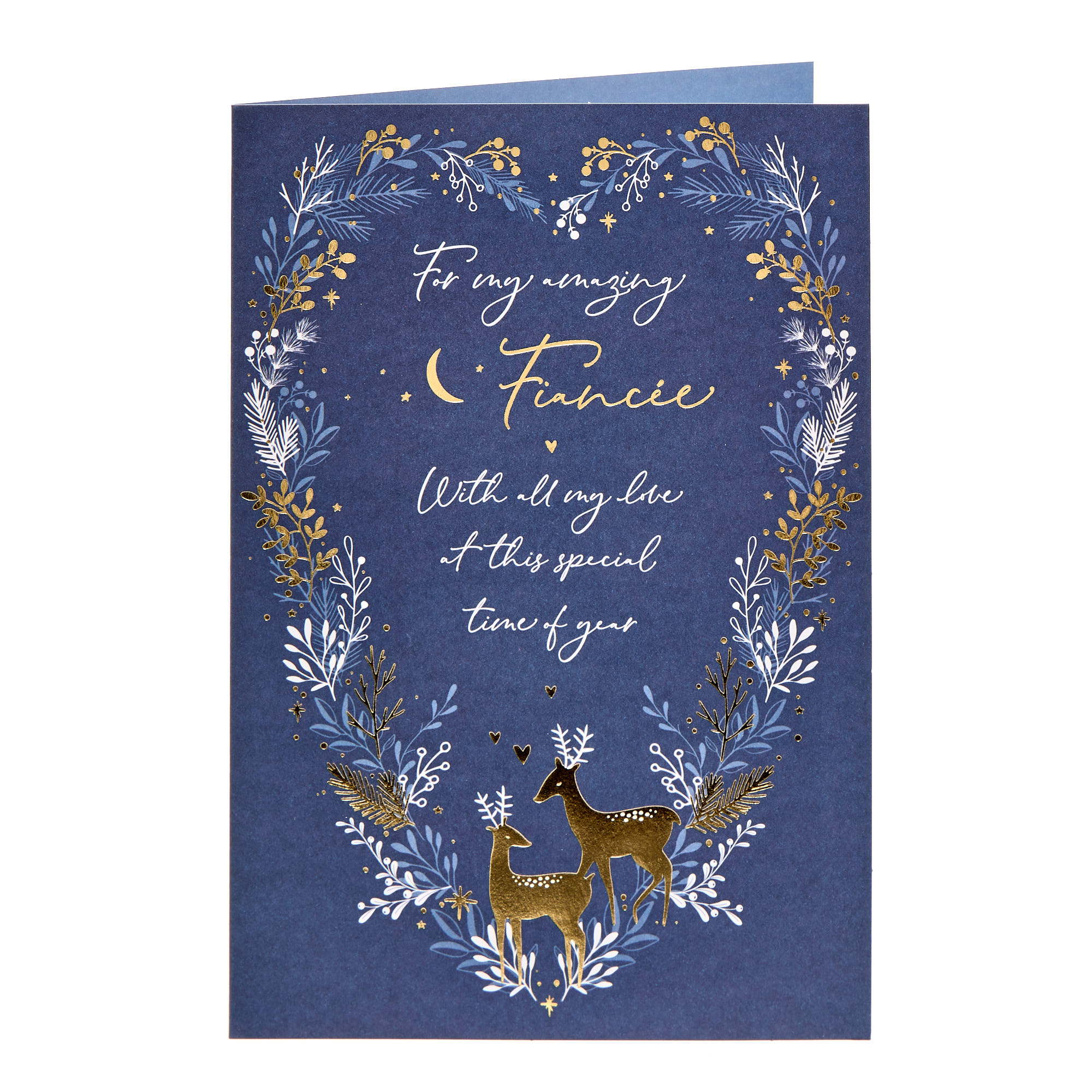 Amazing Fiancee Gold Deer Christmas Card