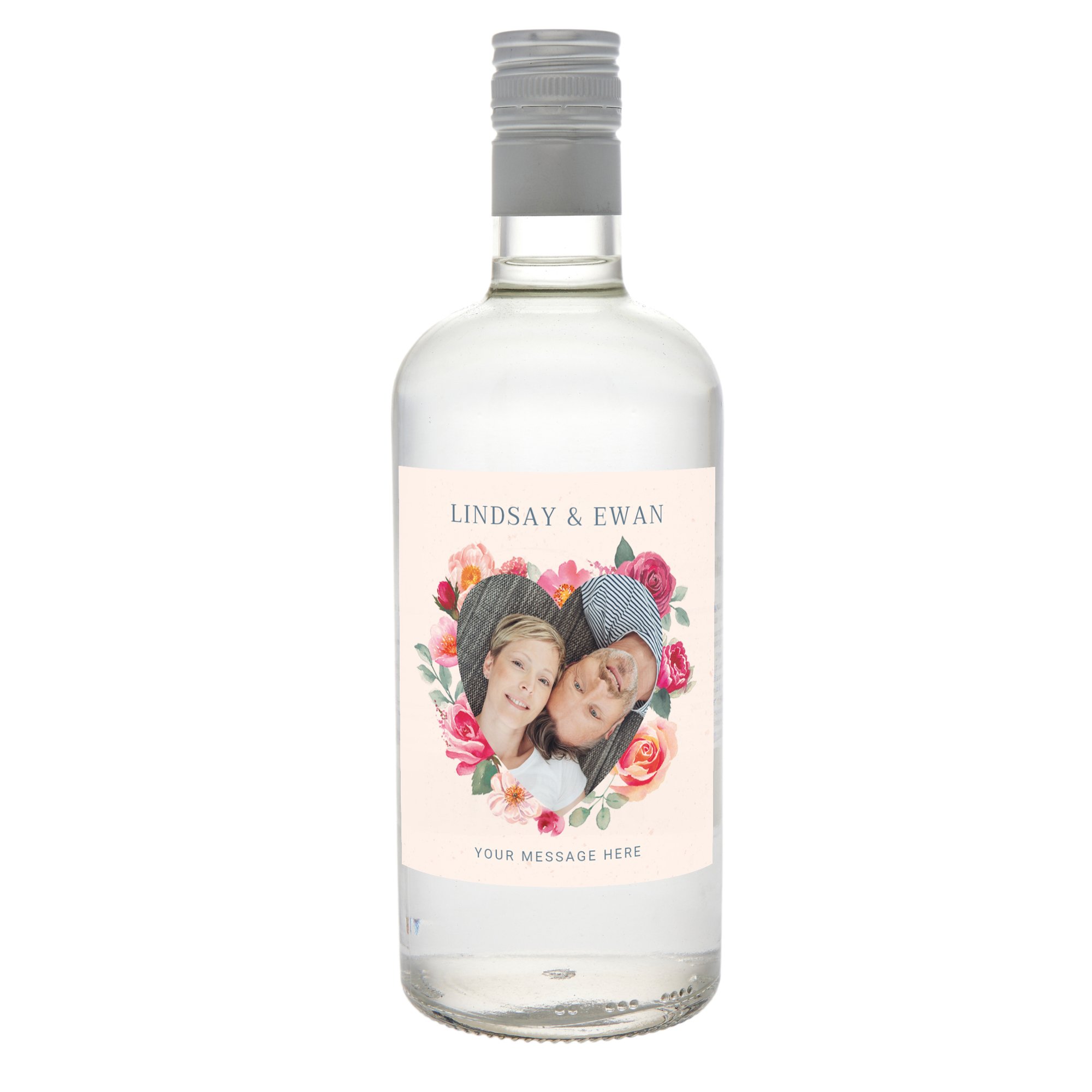 Personalised Gin - Floral Heart Photo & Message