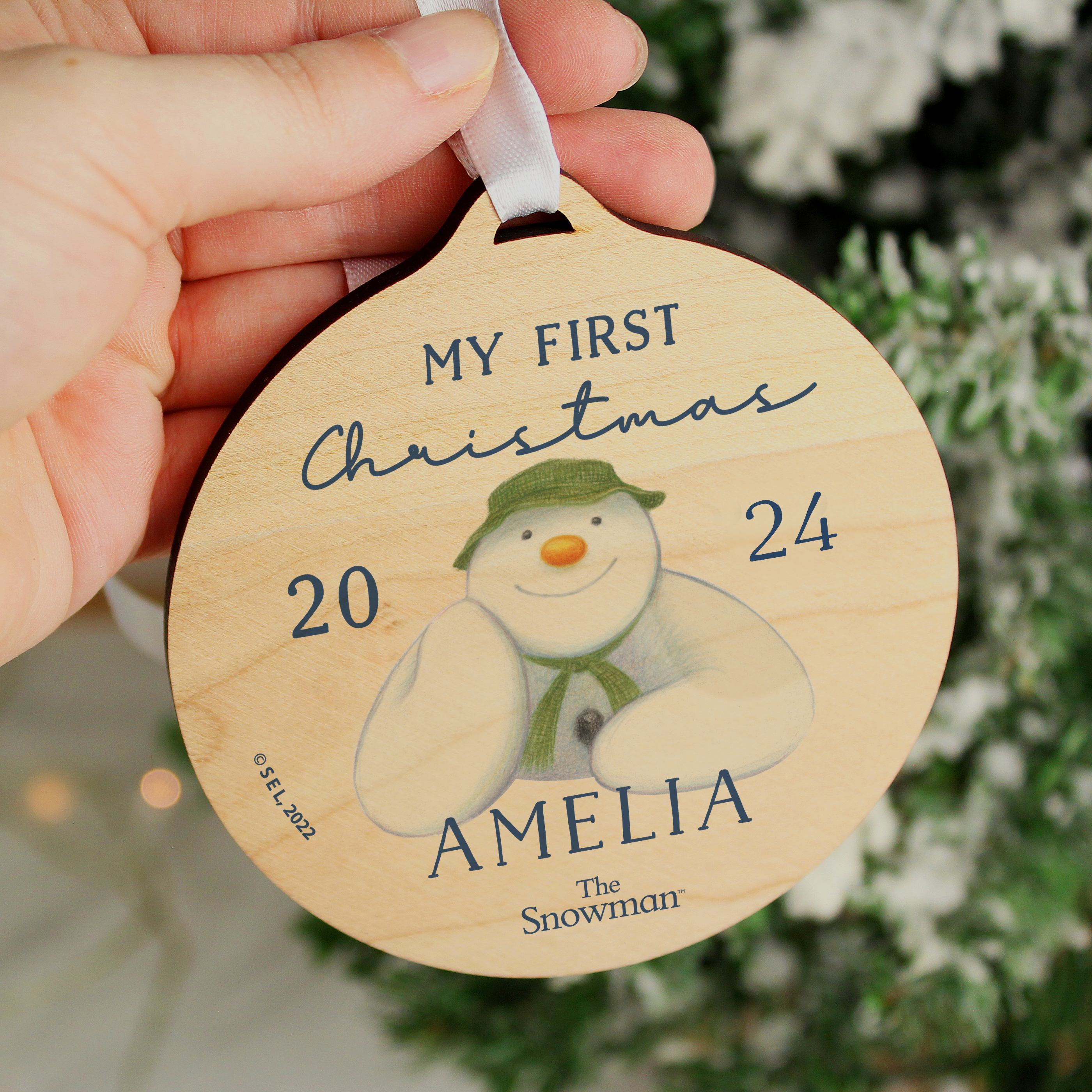 Personalised The Snowman My First Christmas Wooden Decoration