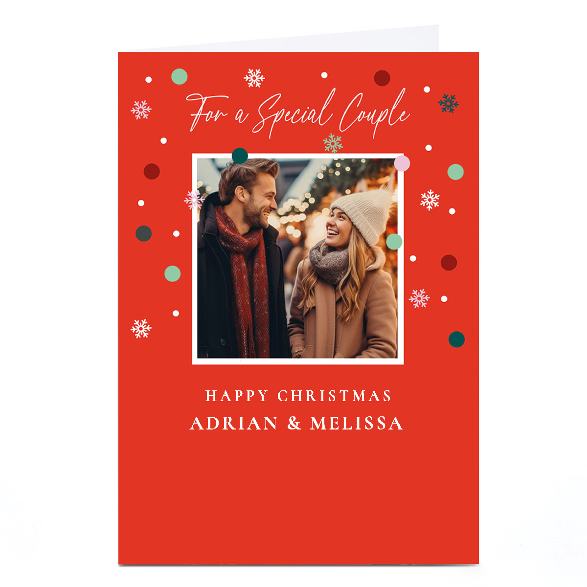 Photot Christmas Card - For a Special Couple, Classic Red