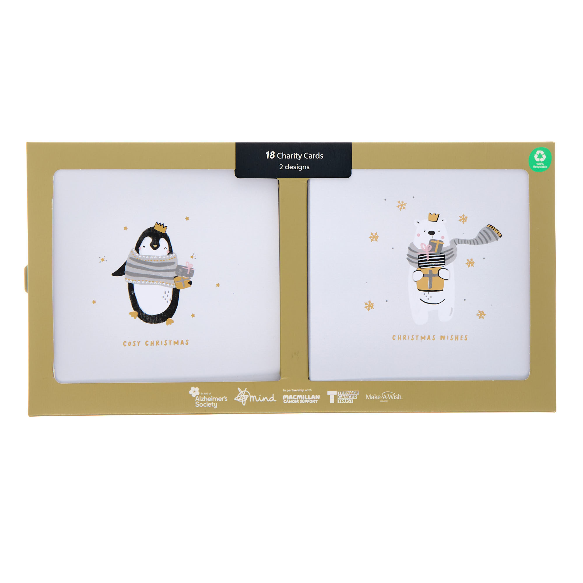 18 Charity Christmas Cards - Penguin & Polar Bear (2 Designs)