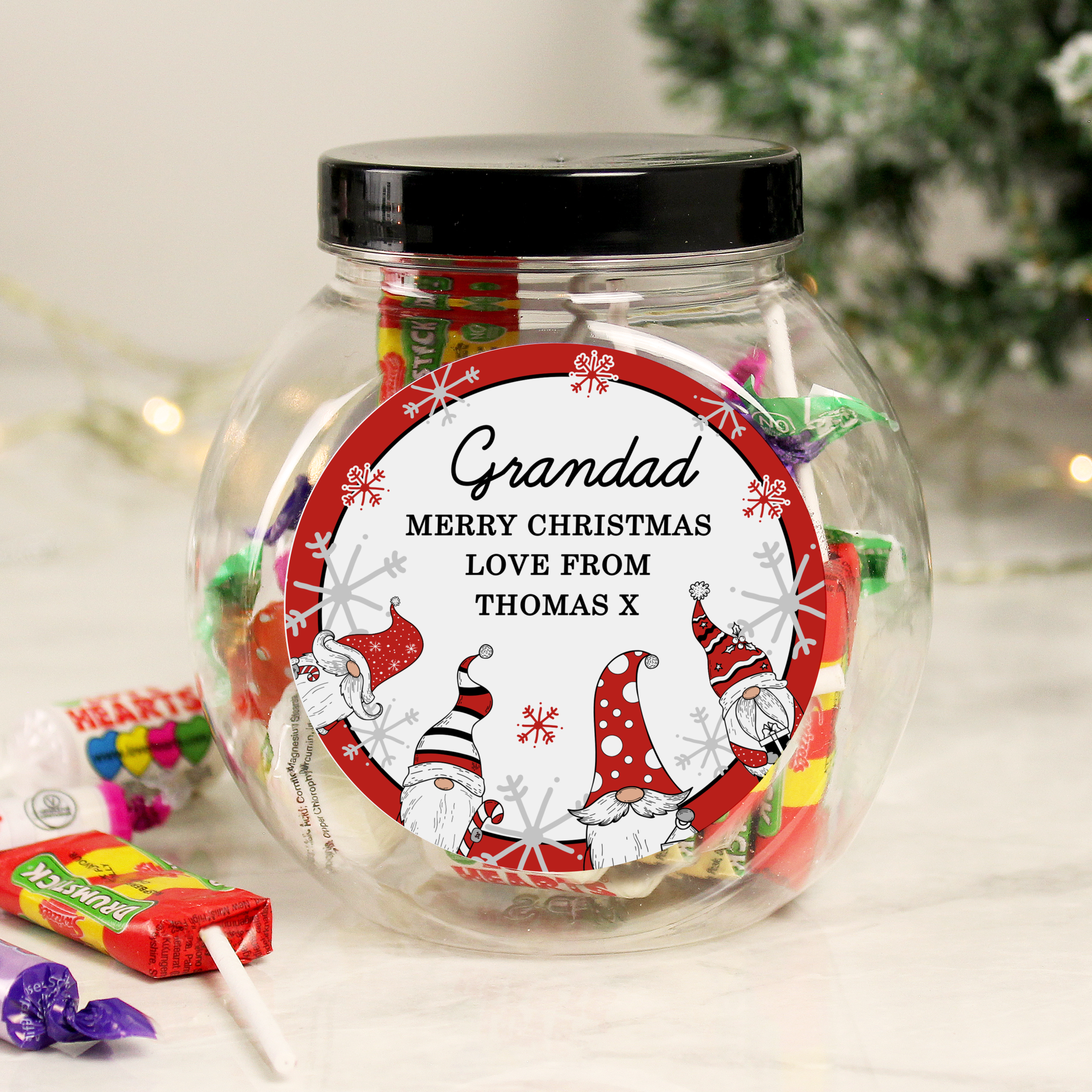 Personalised Gonks Christmas Sweets Jar