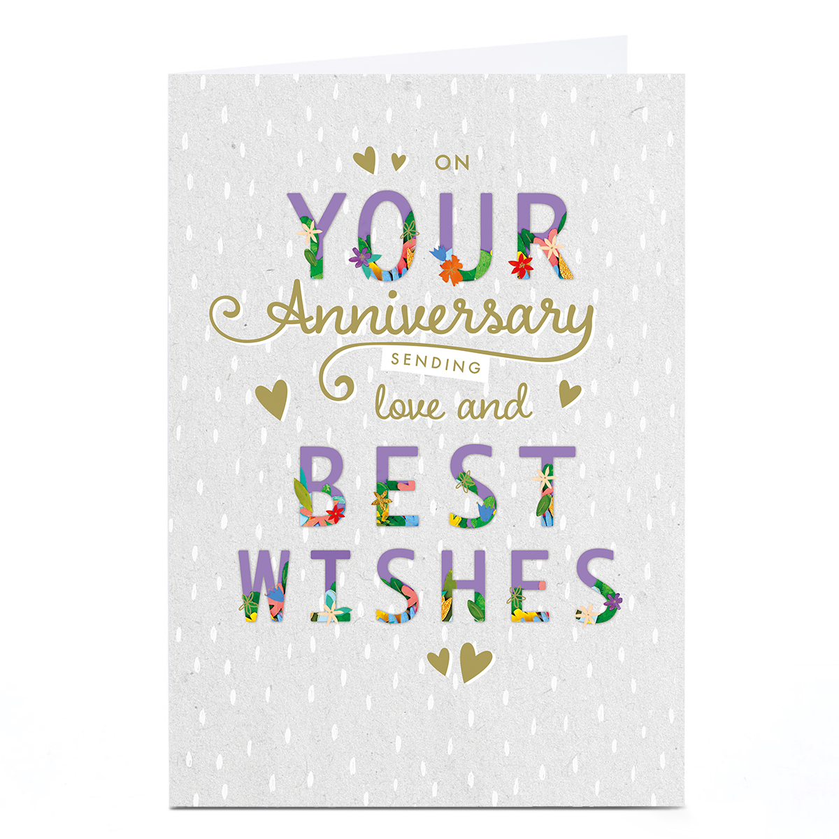 Personalised Anniversary Card - Purple and Gold Foliage Best Wishes