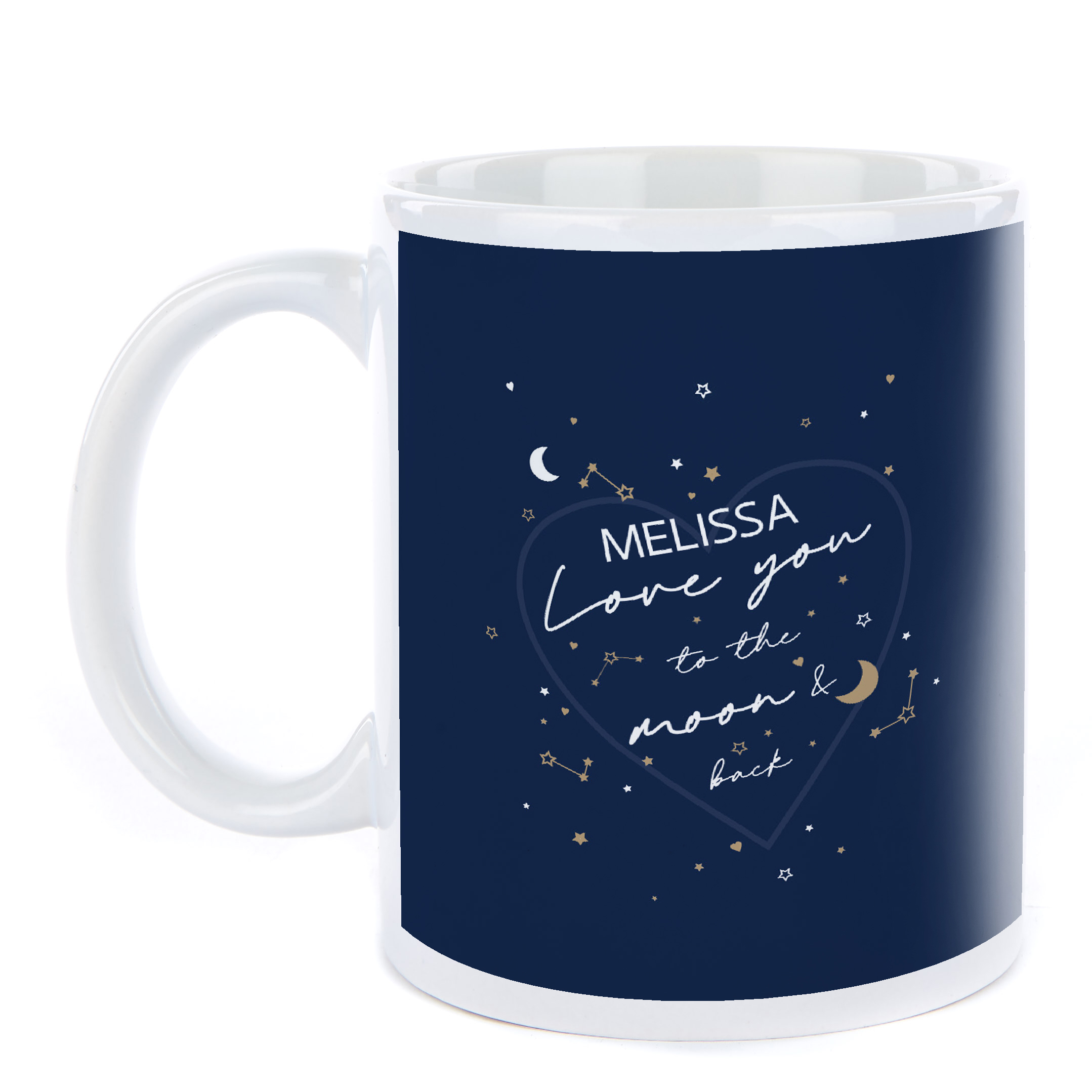 Personalised Valentine's Photo Upload Mug - Navy & Gold