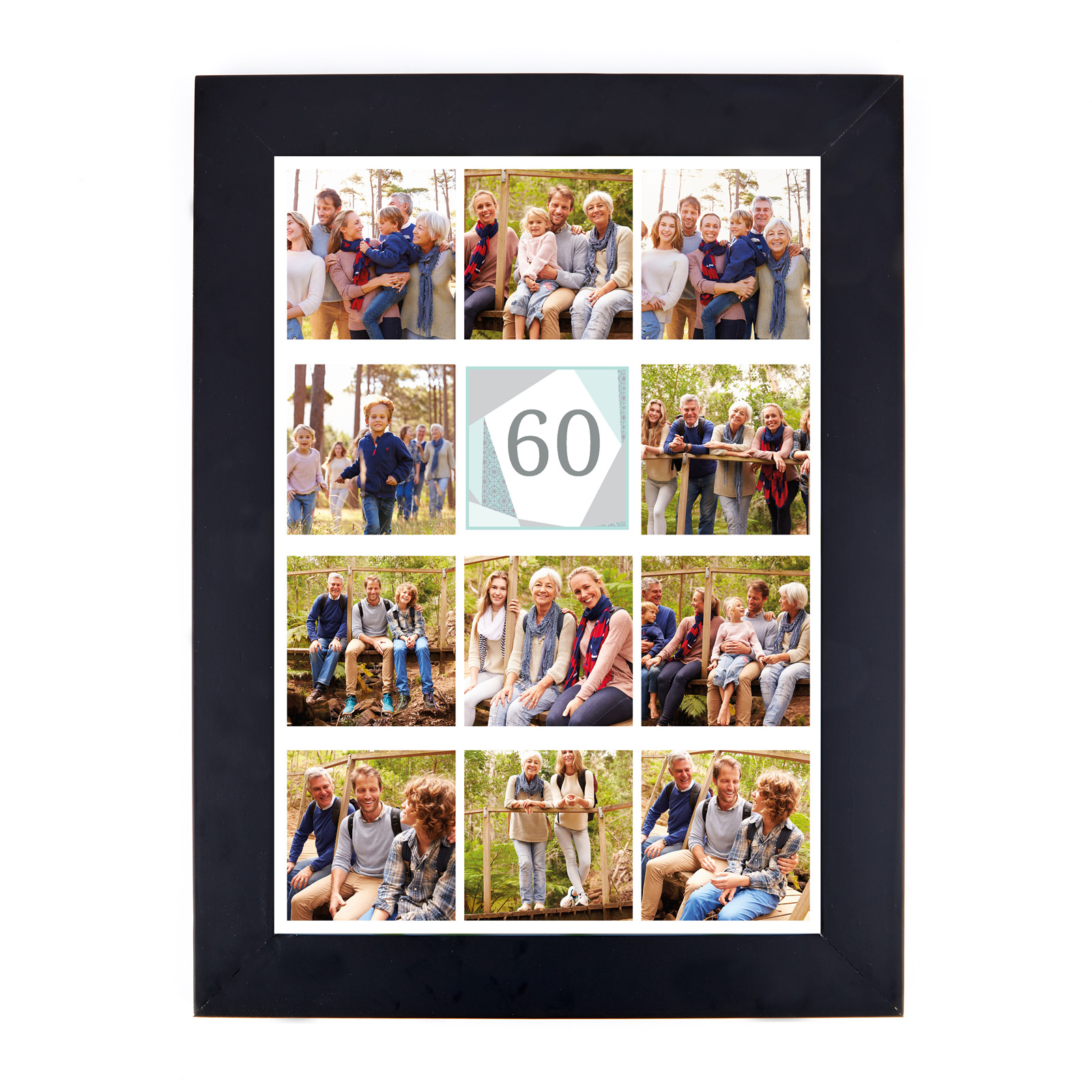 Personalised 60th Milestone Age Photo Print - Geometric Mint, Editable Age