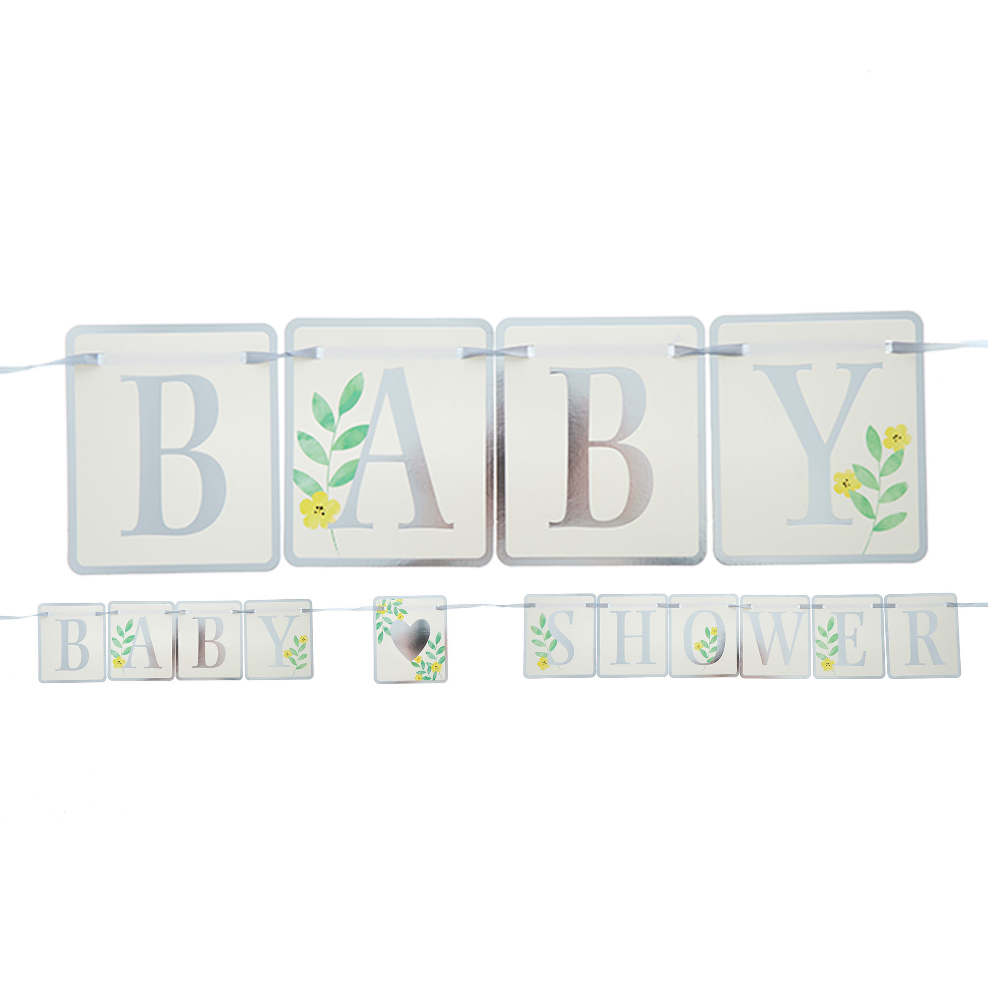 Silver & White Baby Shower Bunting