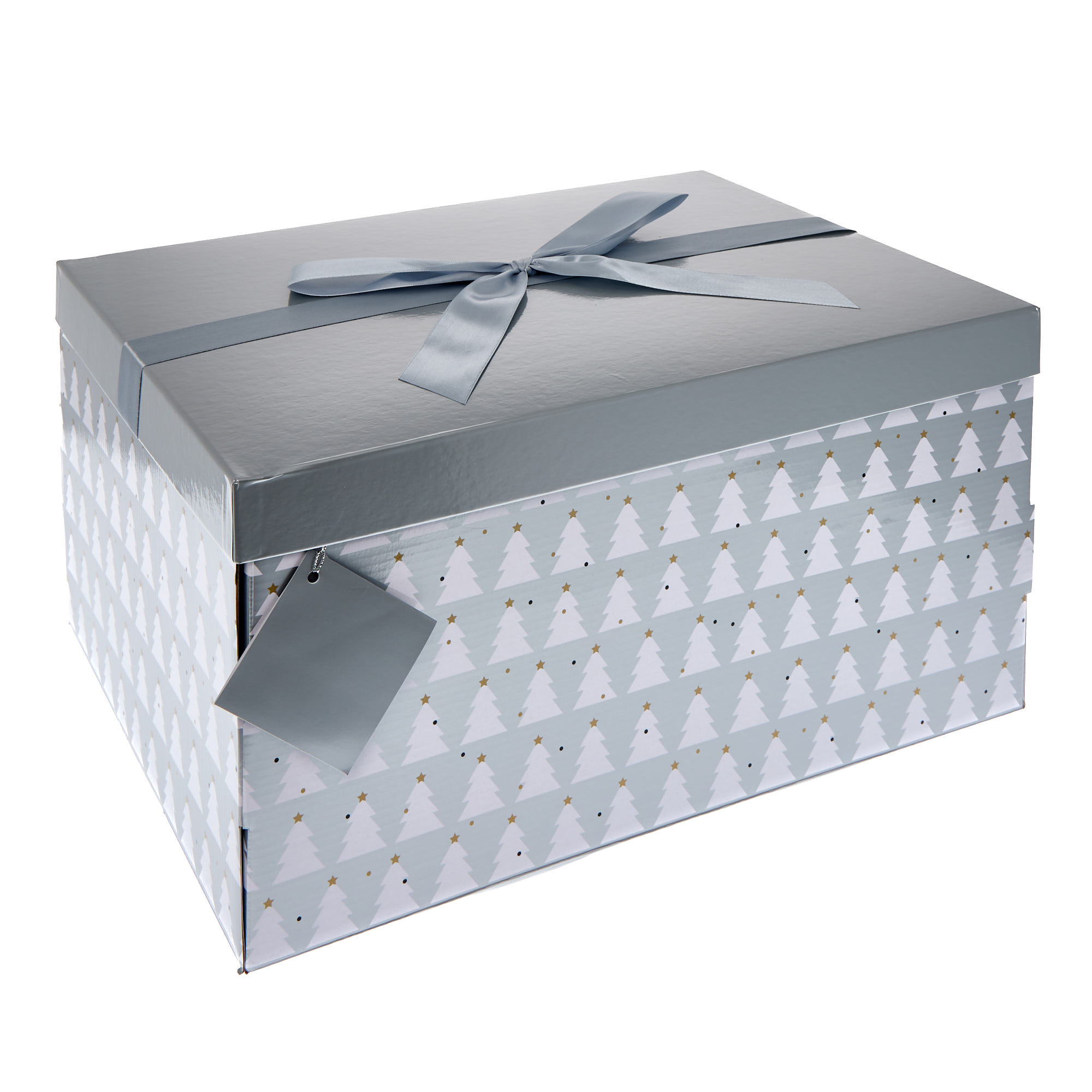 Silver & White Trees Flat-Pack Christmas Gift Box