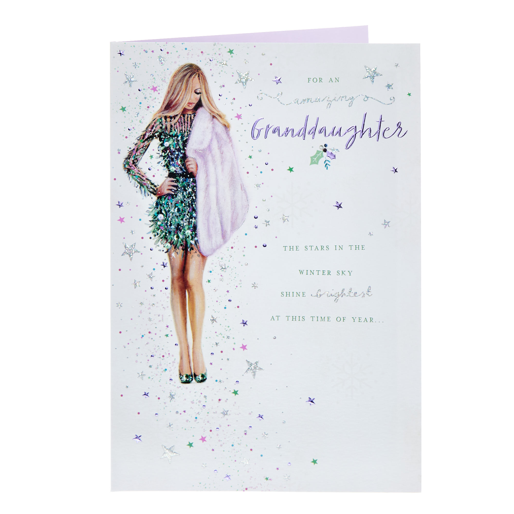 Amazing Granddaughter Glam Christmas Card