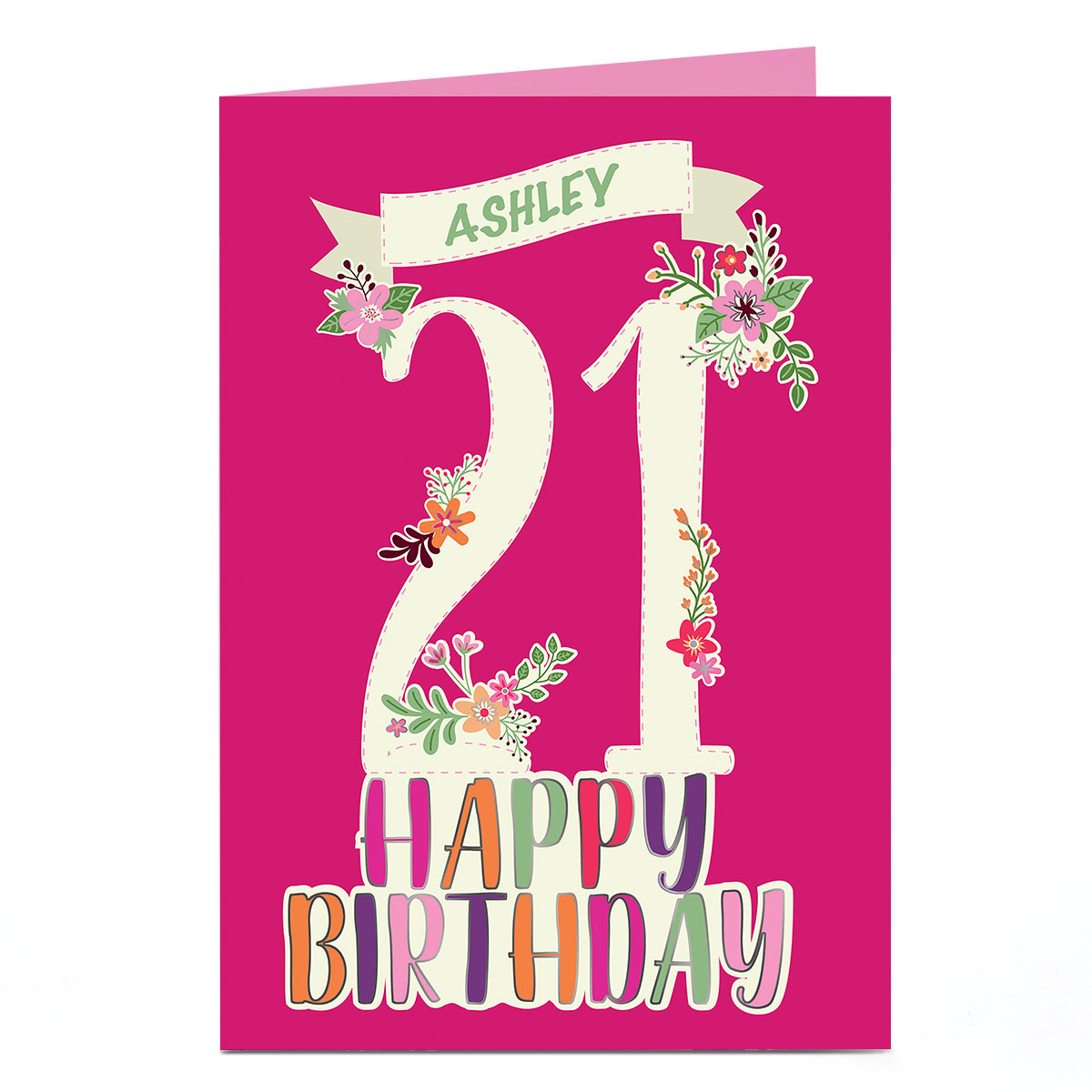 Buy Personalised 21st Birthday Card - Floral & Pink for GBP 1.79 | Card ...