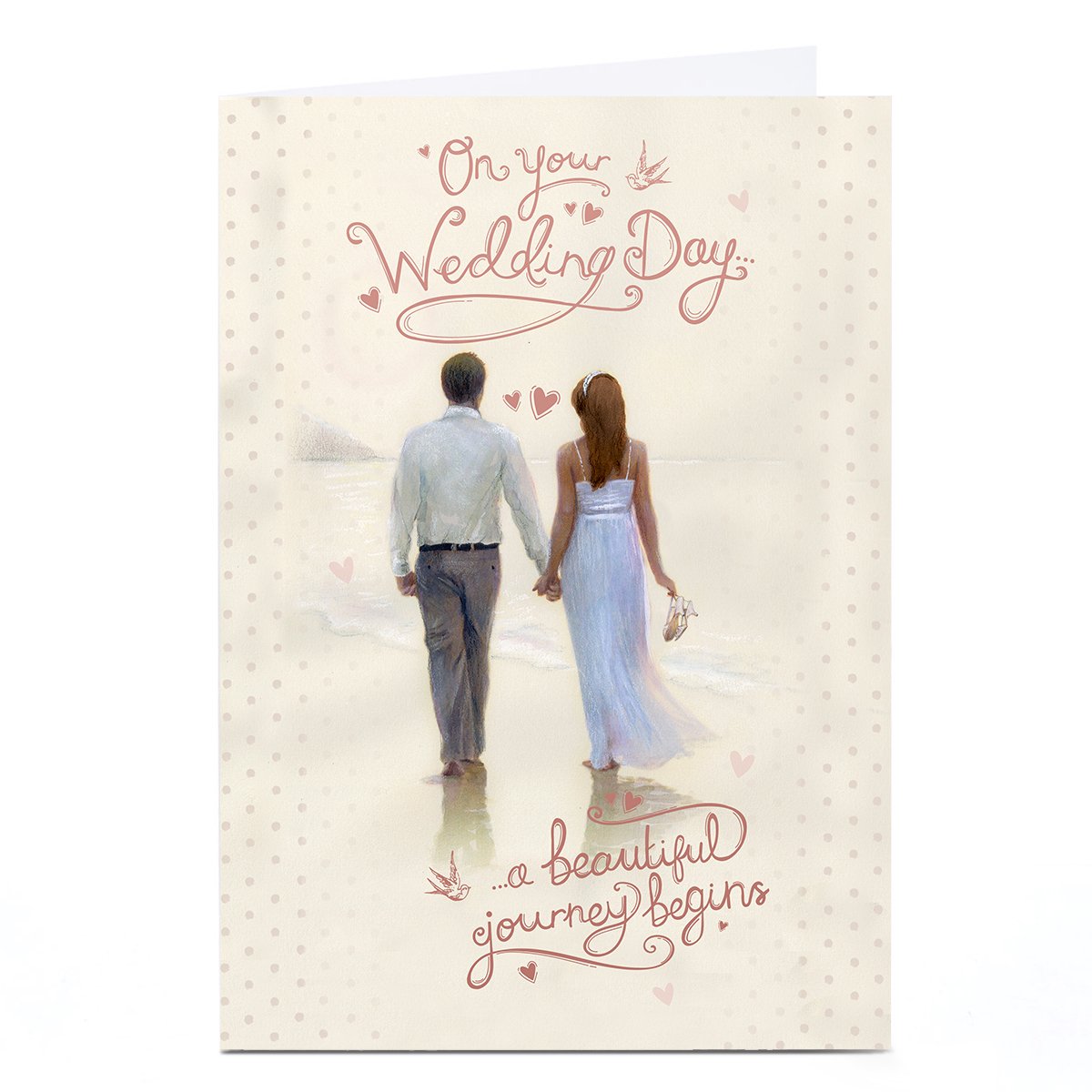 Personalised Wedding Card - Beautiful Journey Begins Beach Couple