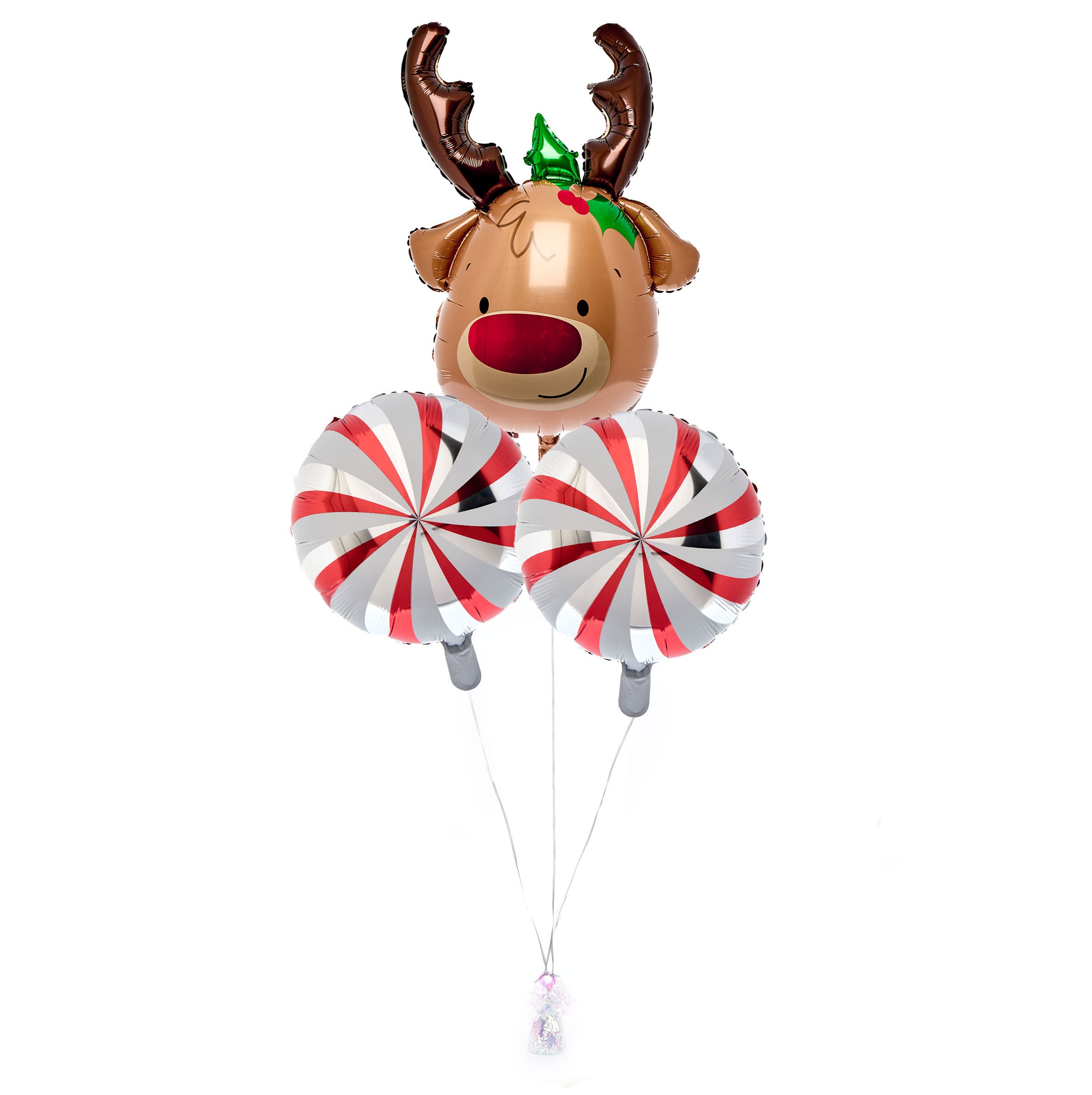 Reindeer and Candy Cane Balloon Bouquet - DELIVERED INFLATED!