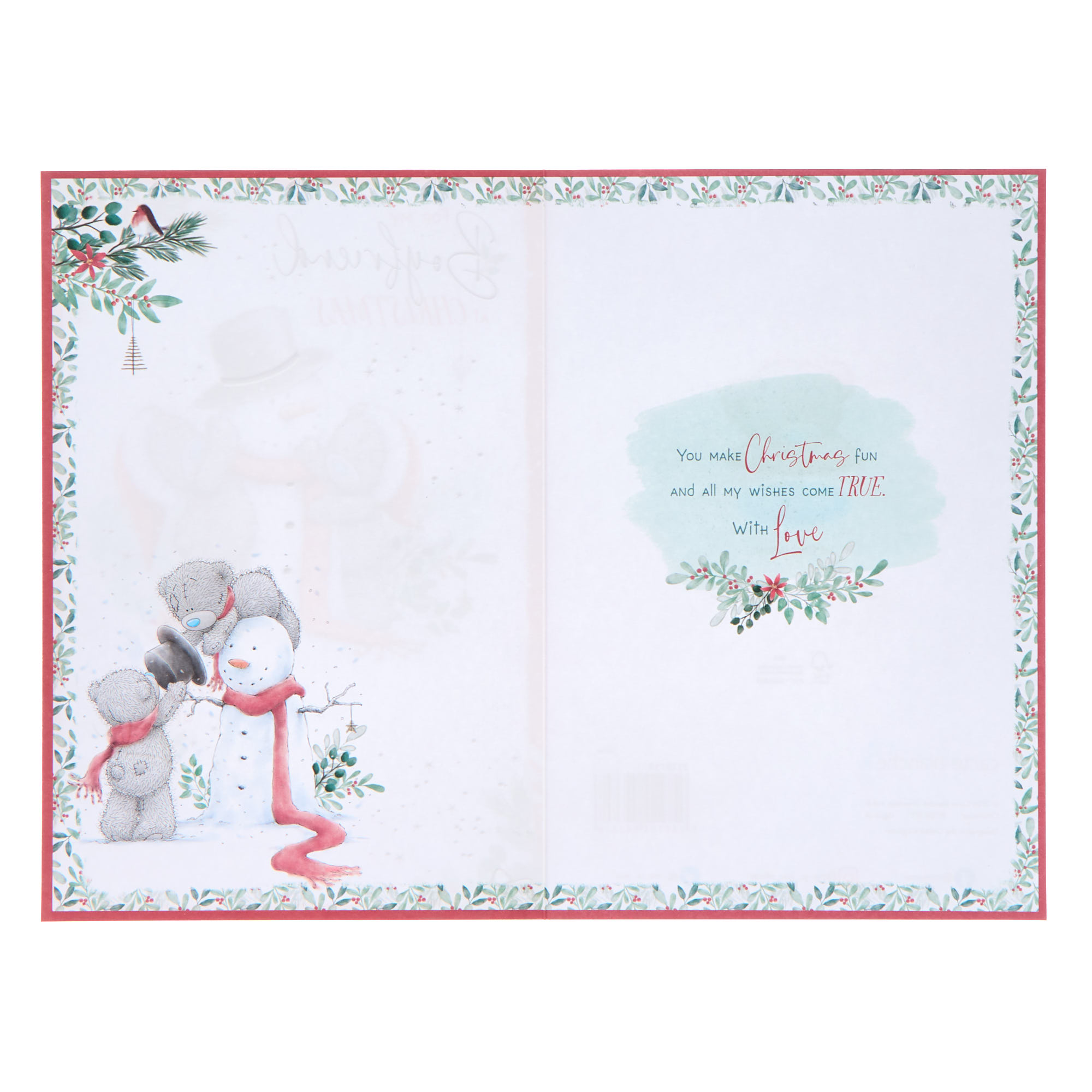 Me To You Tatty Teddy Boyfriend Snowman Christmas Card