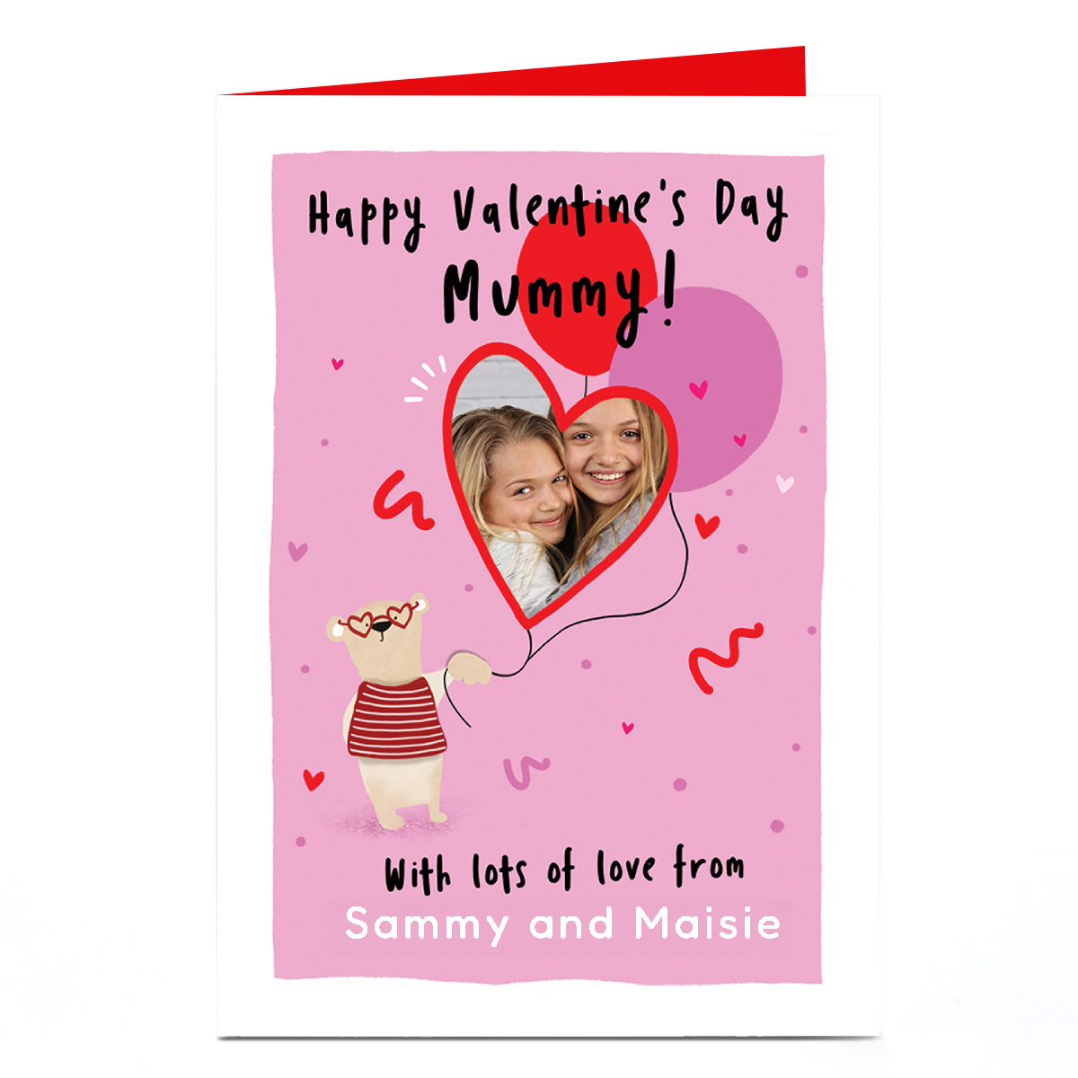 Photo Valentine's Day Card - Bear Heart Balloon, Mummy