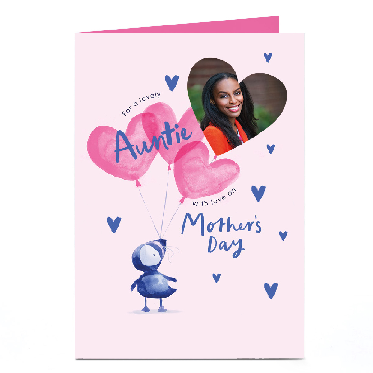 Photo Mother's Day Card - Puffin Heart Balloons, Auntie