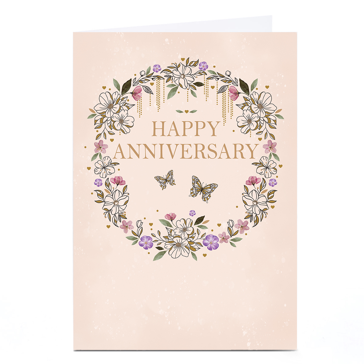 Personalised Anniversary Card - Floral Circle with Butterflies