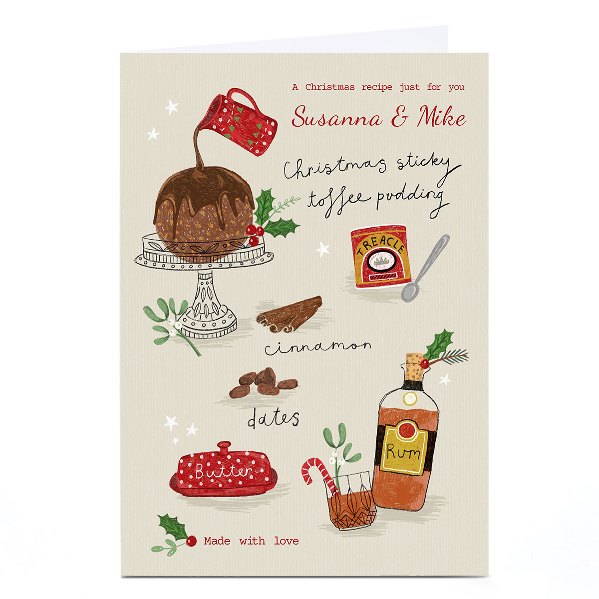 Personalised Kerry Spurling Christmas Card - Christmas Pudding