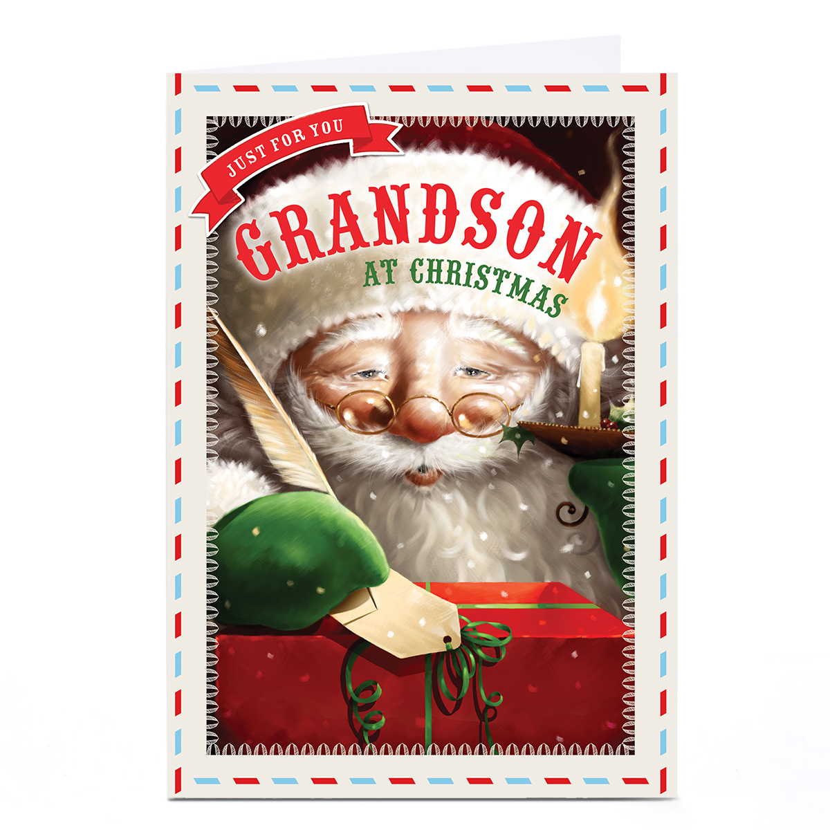 Personalised Christmas Card - Traditional Santa Present, Grandson