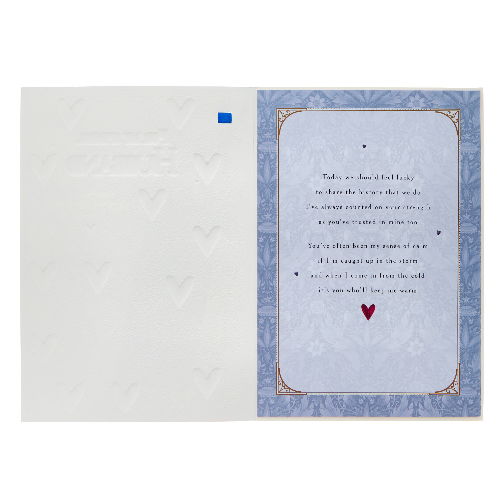Husband Blue & Gold Hearts Valentine's Day Card