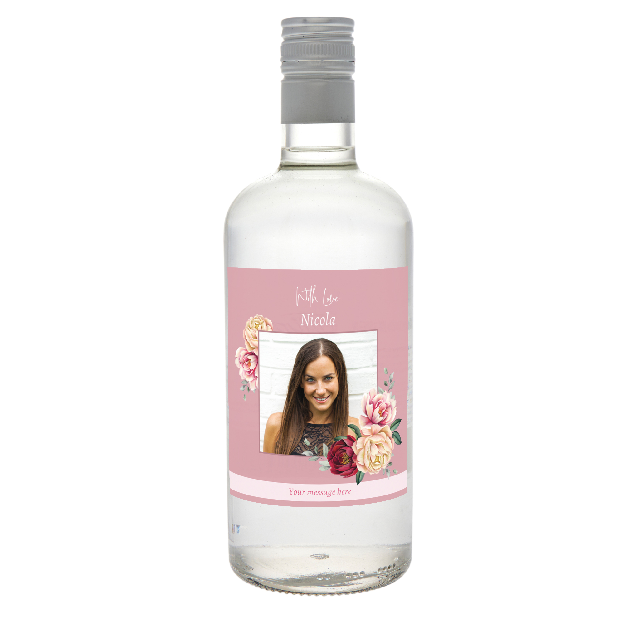 Personalised Gin - Photo Upload Purple Flowers