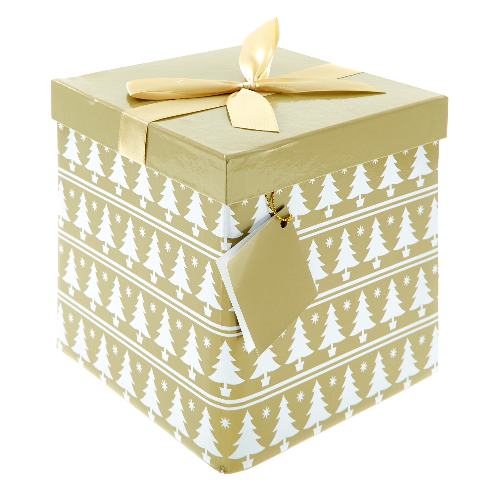 Gold & White Trees Flat-Pack Medium Gift Box