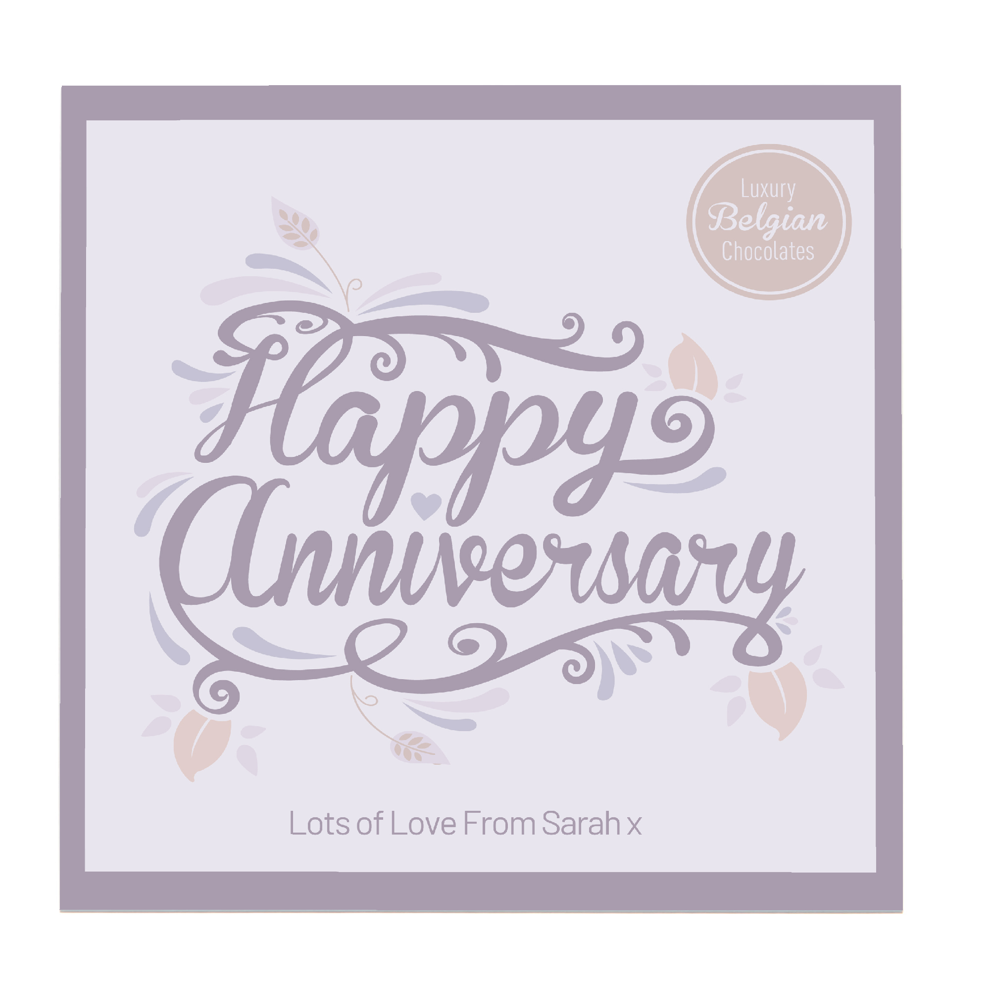 Personalised Belgian Chocolates - Happy Anniversary Script