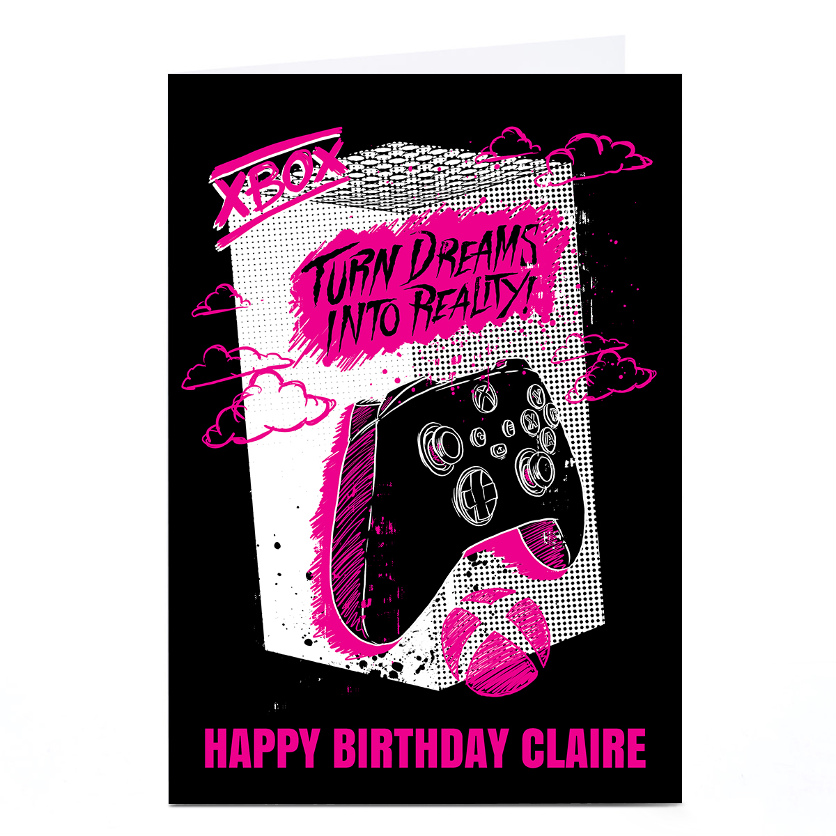 Personalised XBox Birthday Card - Dreams into Reality Pink