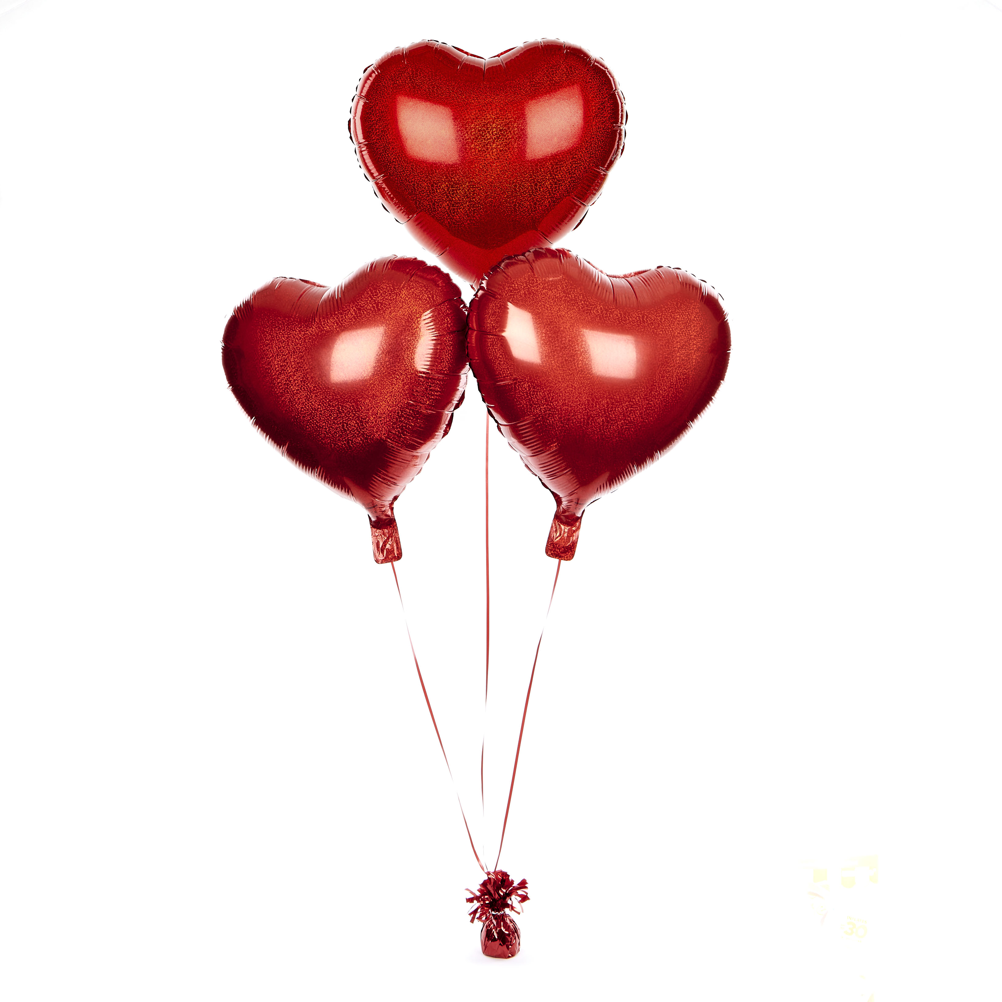 3 Red Heart Valentine's Day Balloon Bouquet - Pre-Order For Valentine's Day!