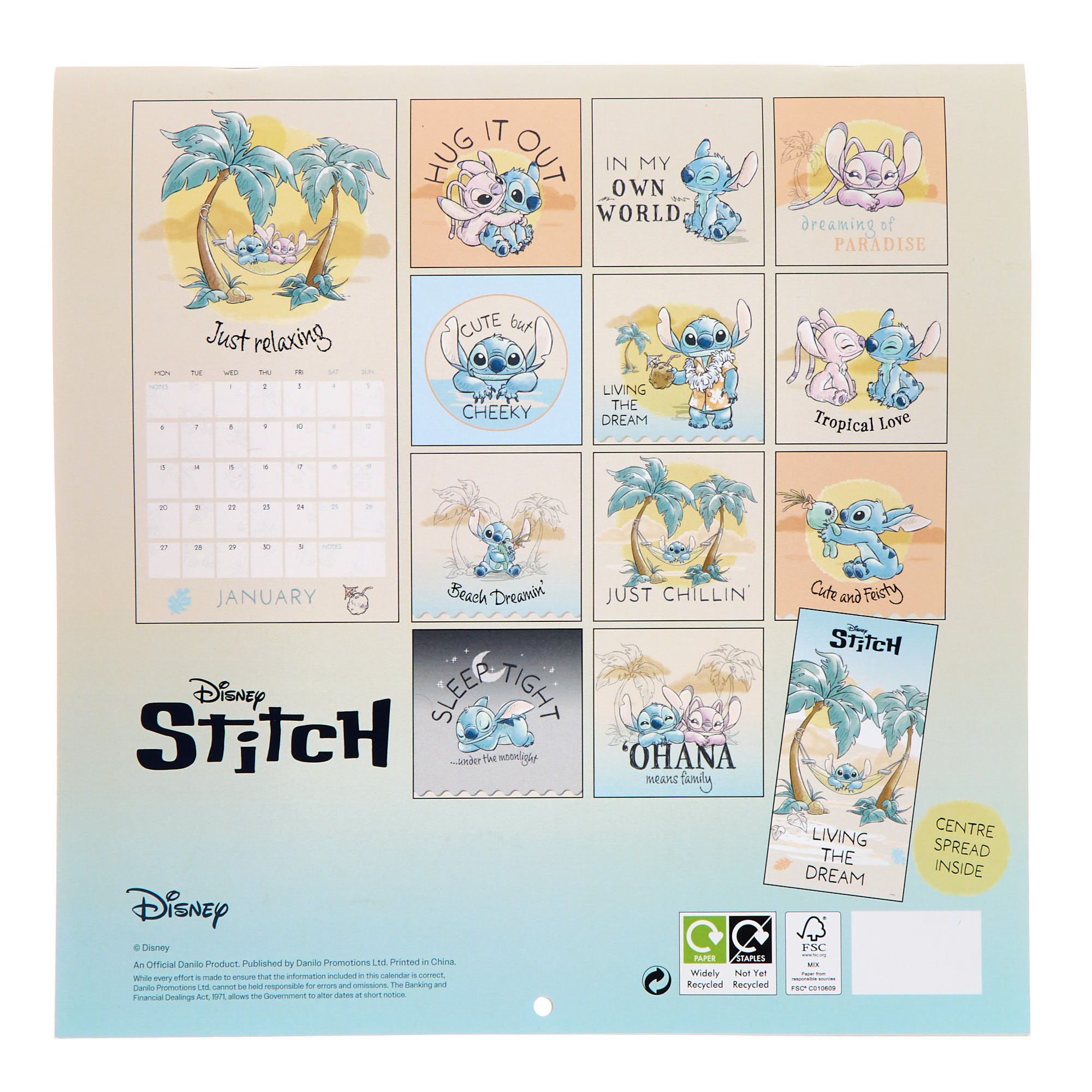 Disney Stitch 2025 Square Calendar