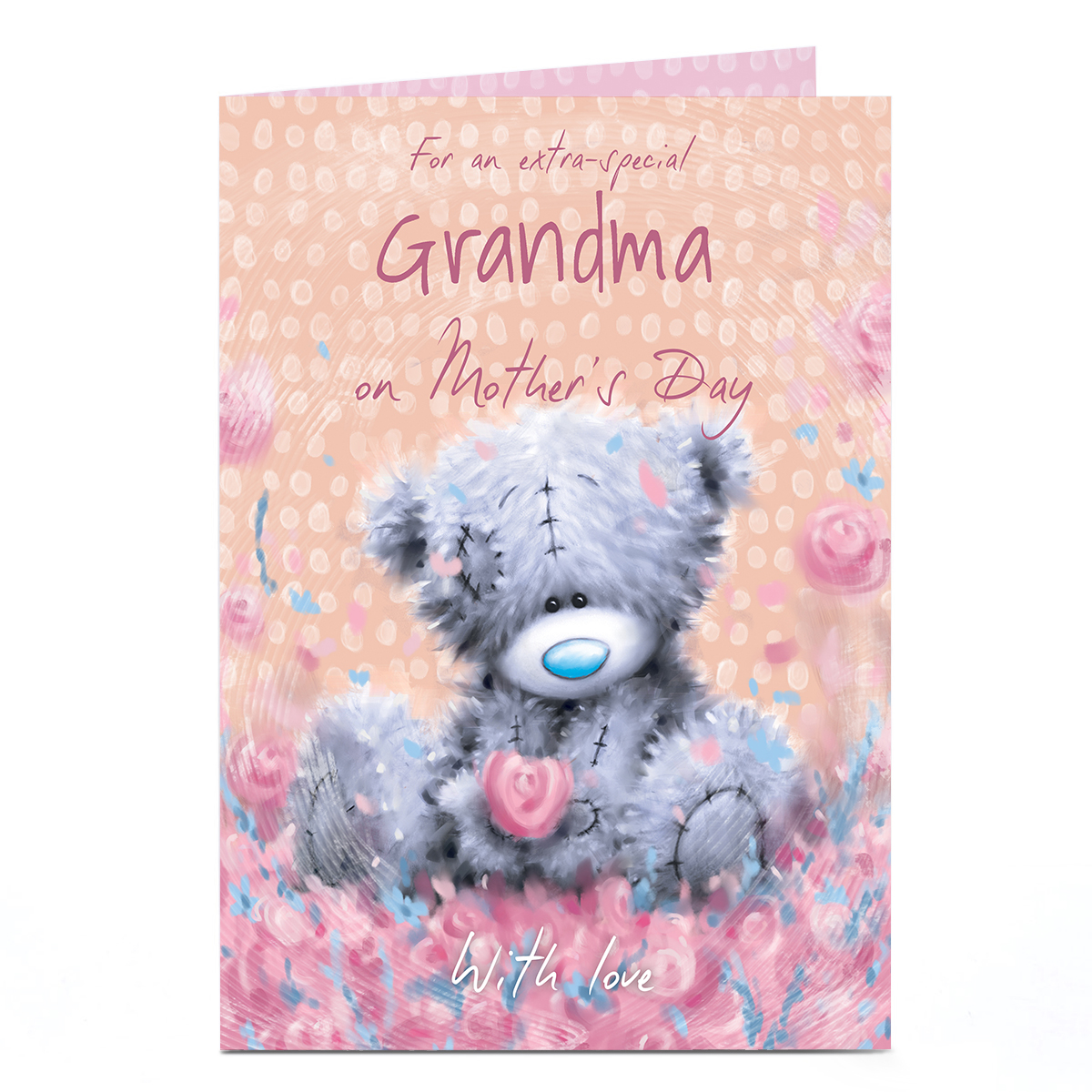 Personalised Tatty Teddy Mother's Day Card - Bear in Flowers, Grandma