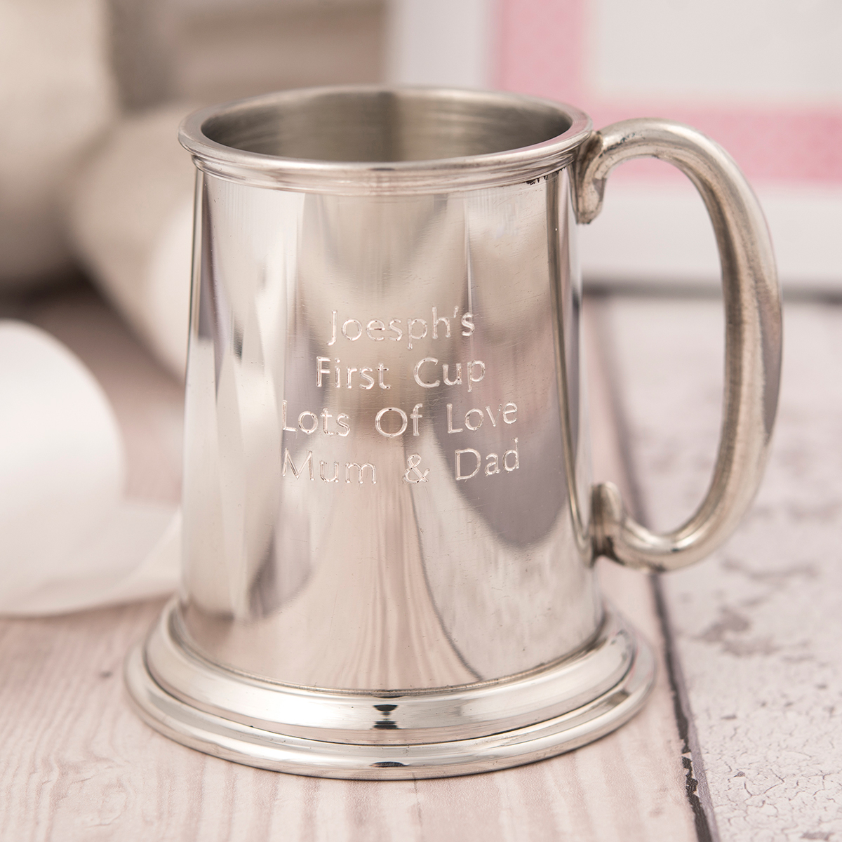 Engraved Children's Pewter Tankard