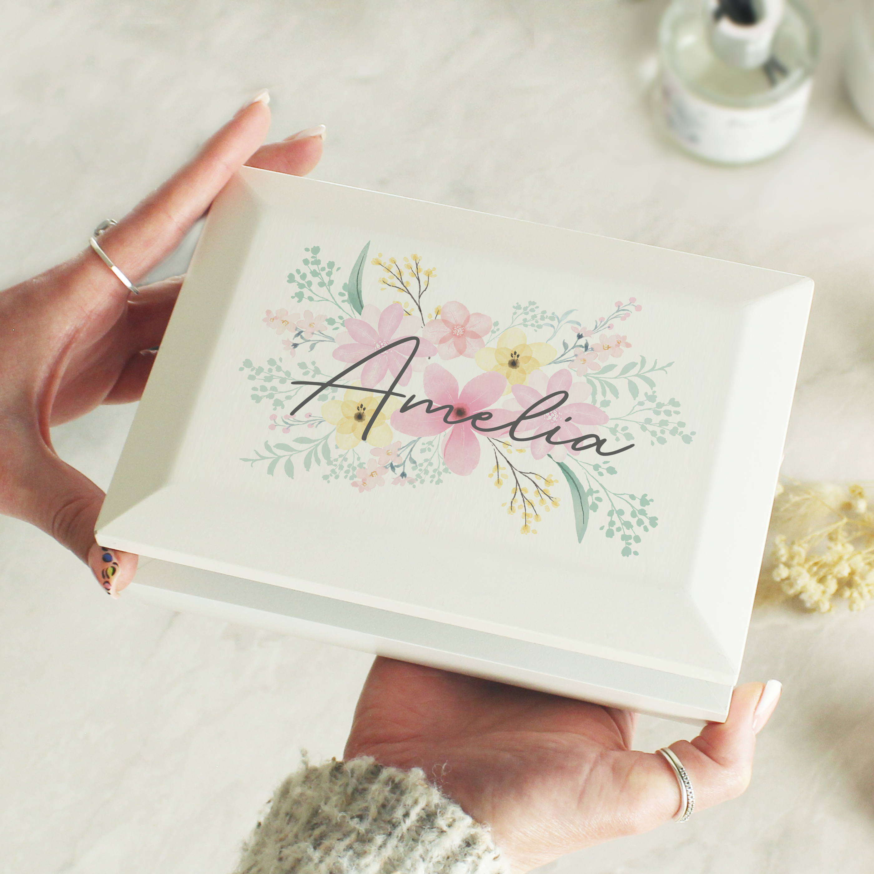 Personalised Watercolour Jewellery Box