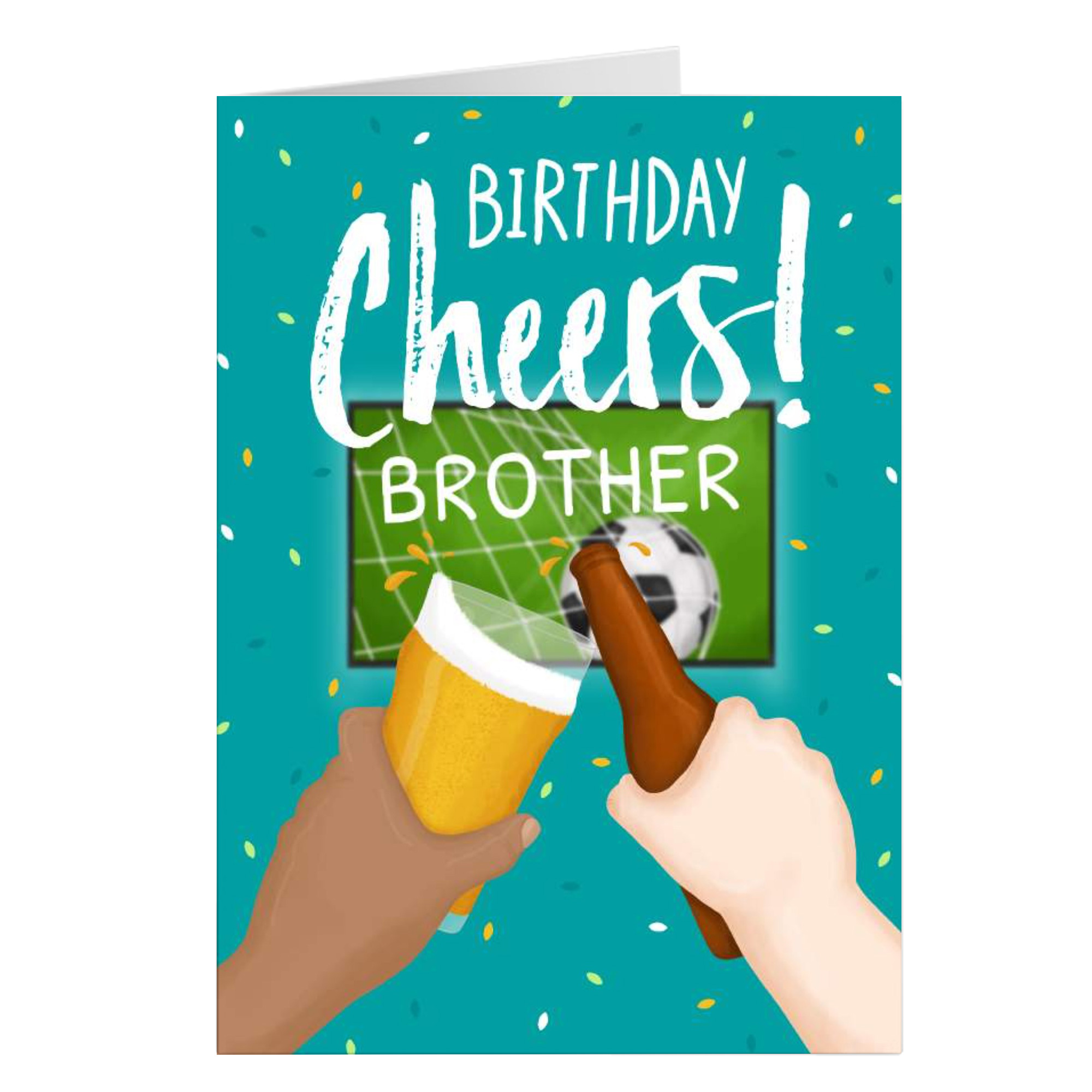 Personalised Birthday Card - Cheers Footie & Beer, Brother