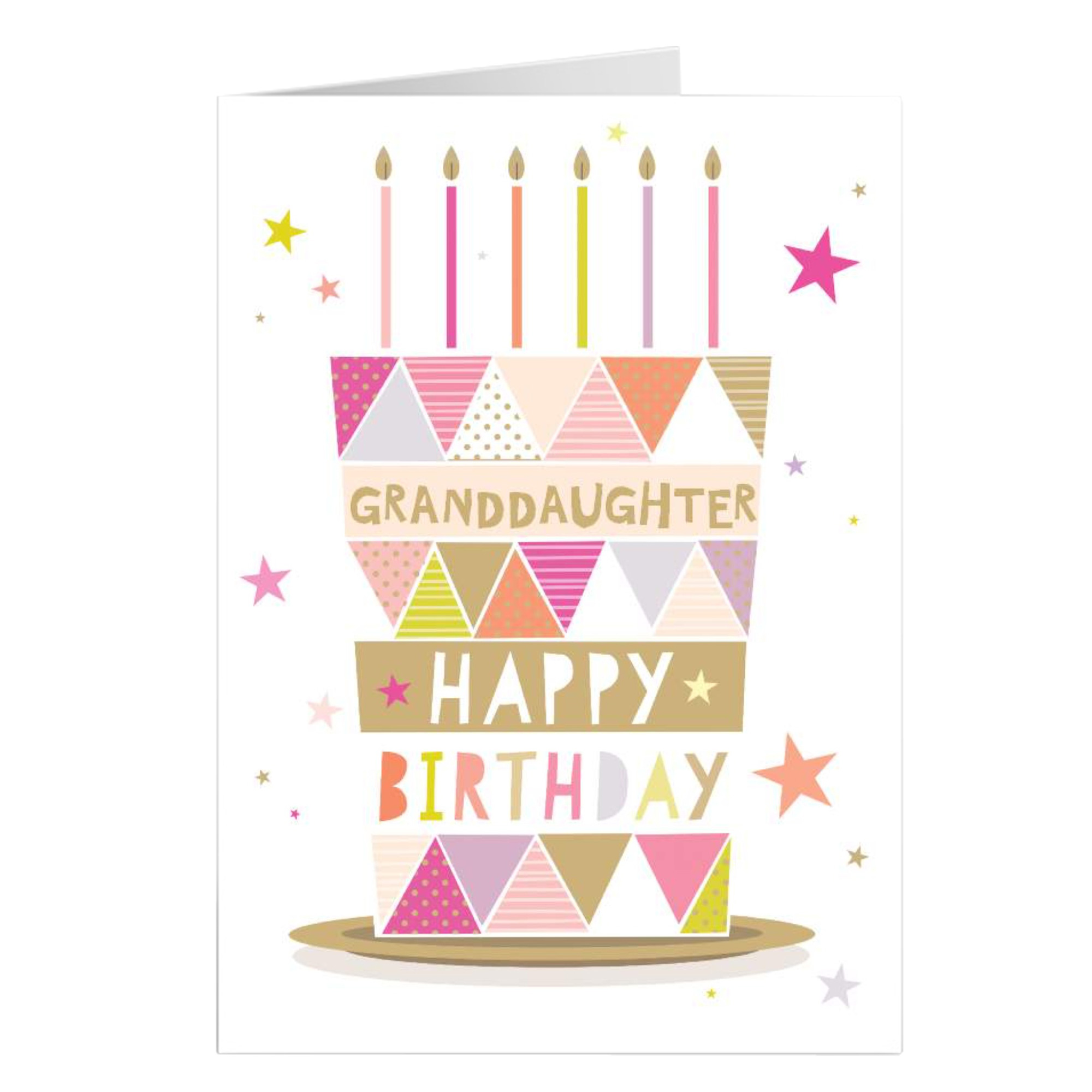 Personalised Birthday Card - Pink Geometric Cake, Granddaughter