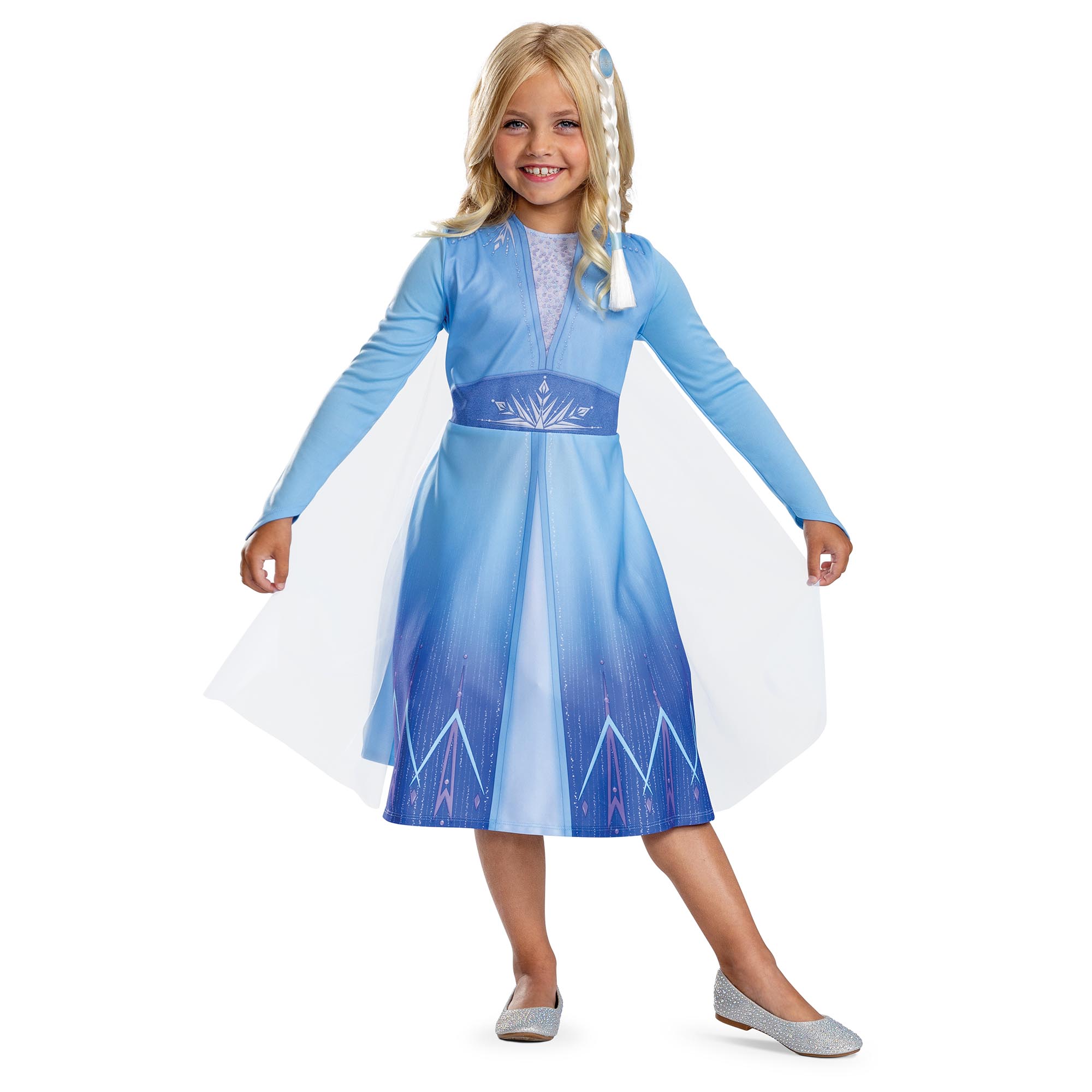 Elsa Frozen 2 Dress & Braid Children's Fancy Dress Costume