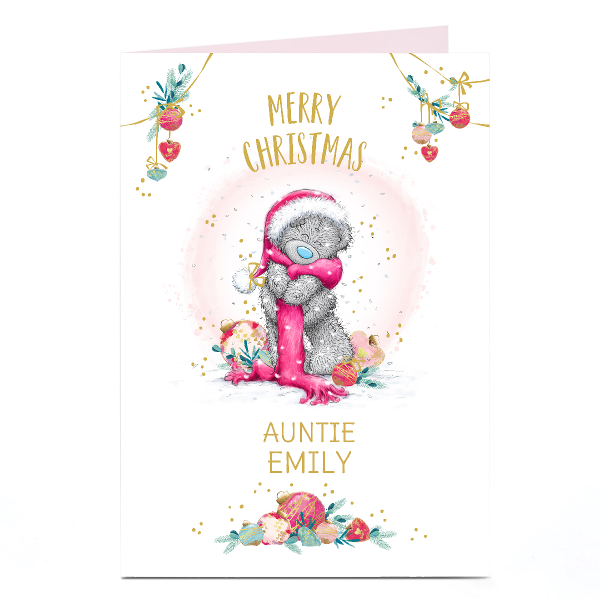 Personalised Tatty Teddy Christmas Card - Bear in Scarf, Auntie