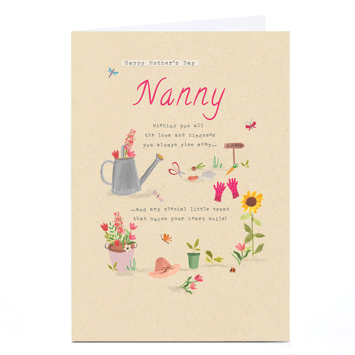 Personalised Mother's Day Card - Gardening Love and Kindness, Nanny