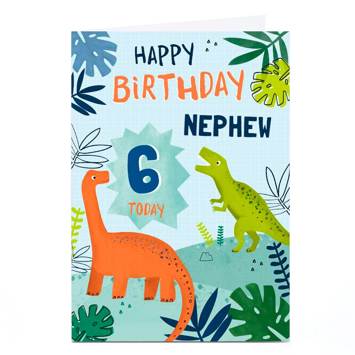 Personalised Birthday Card - Dinosaurs Nephew, Age 6