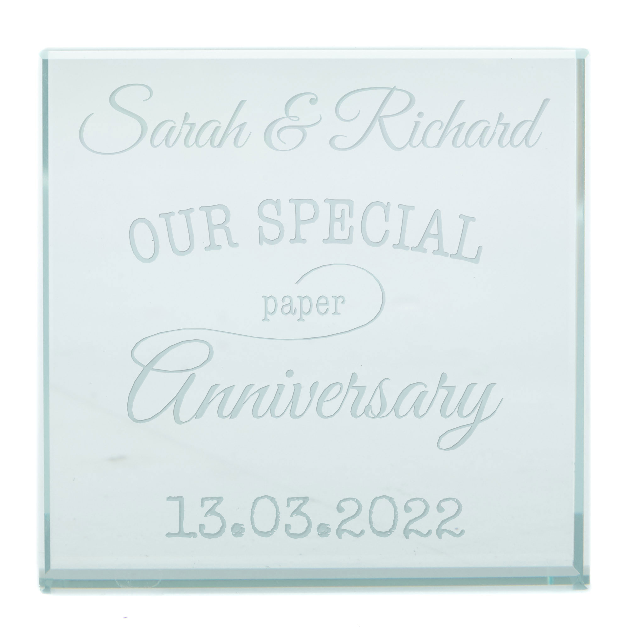 Personalised Engraved Glass Token - Our Special Paper Anniversary