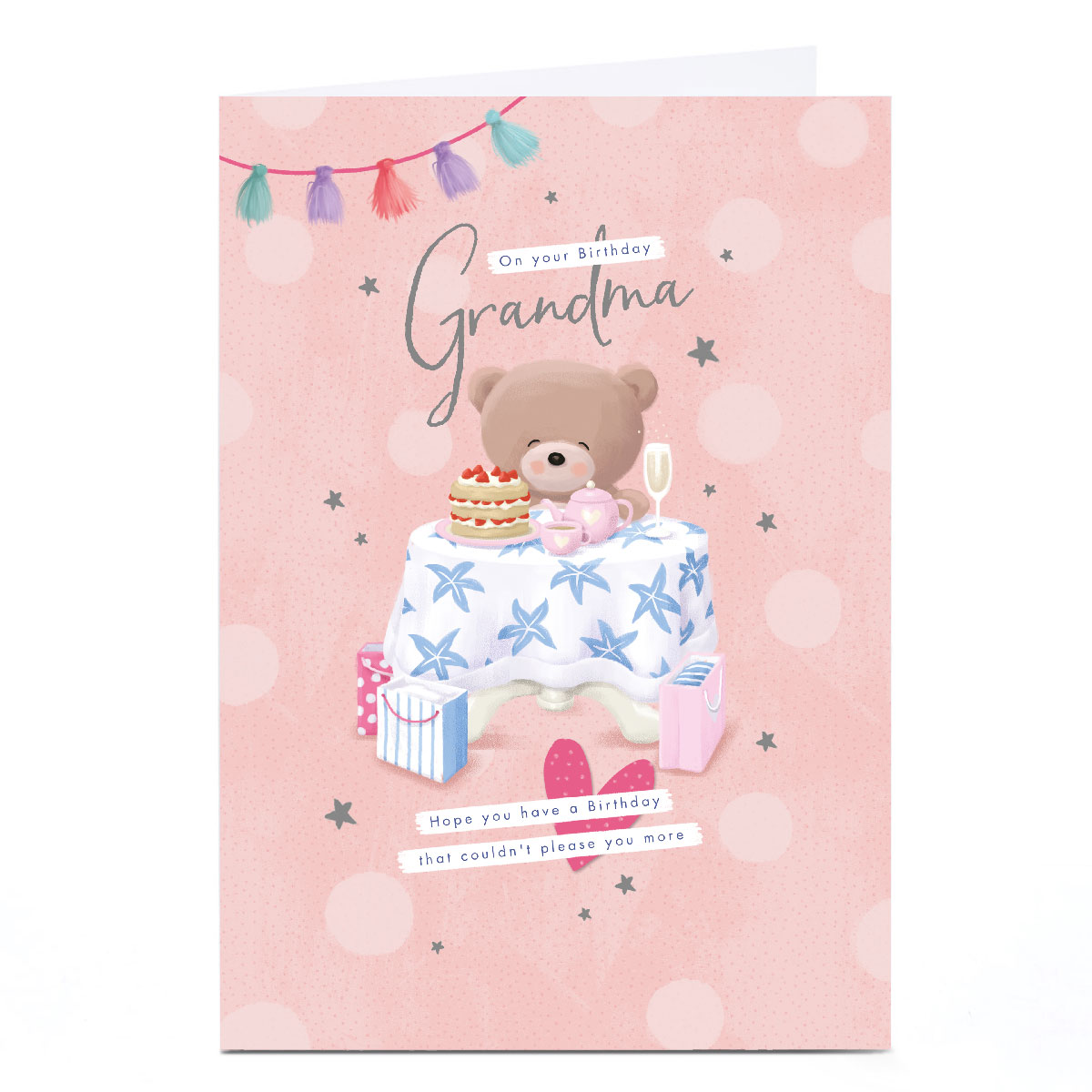 Personalised Hugs Birthday Card - Bear Tea Party, Grandma