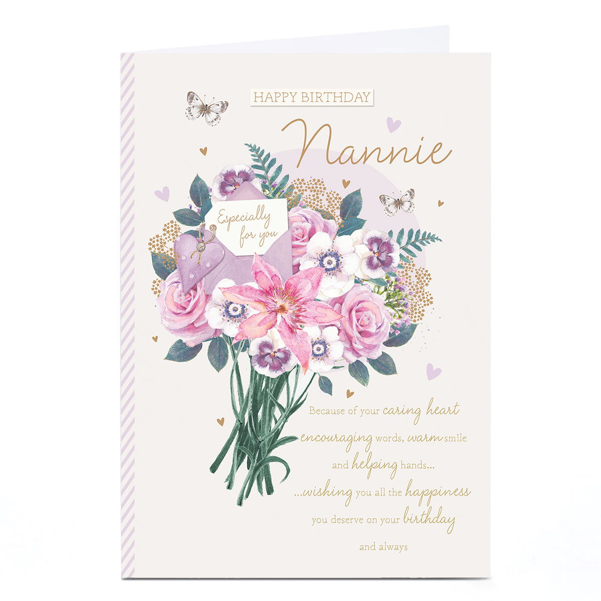 Personalised Birthday Card - Beautiful Bouquet Flowers, Nannie