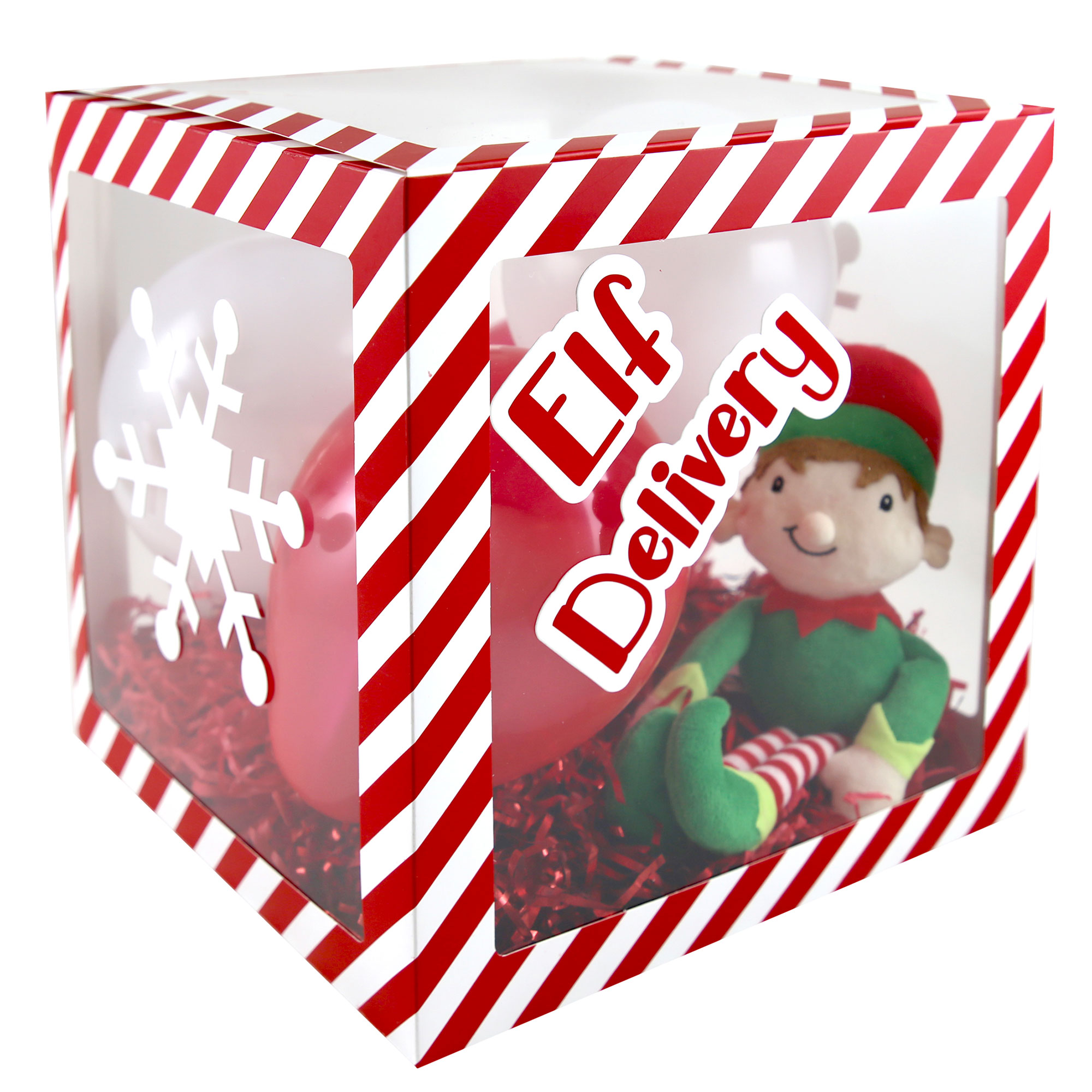 Decorative Christmas Elf Balloon Box & 4 Latex Balloons