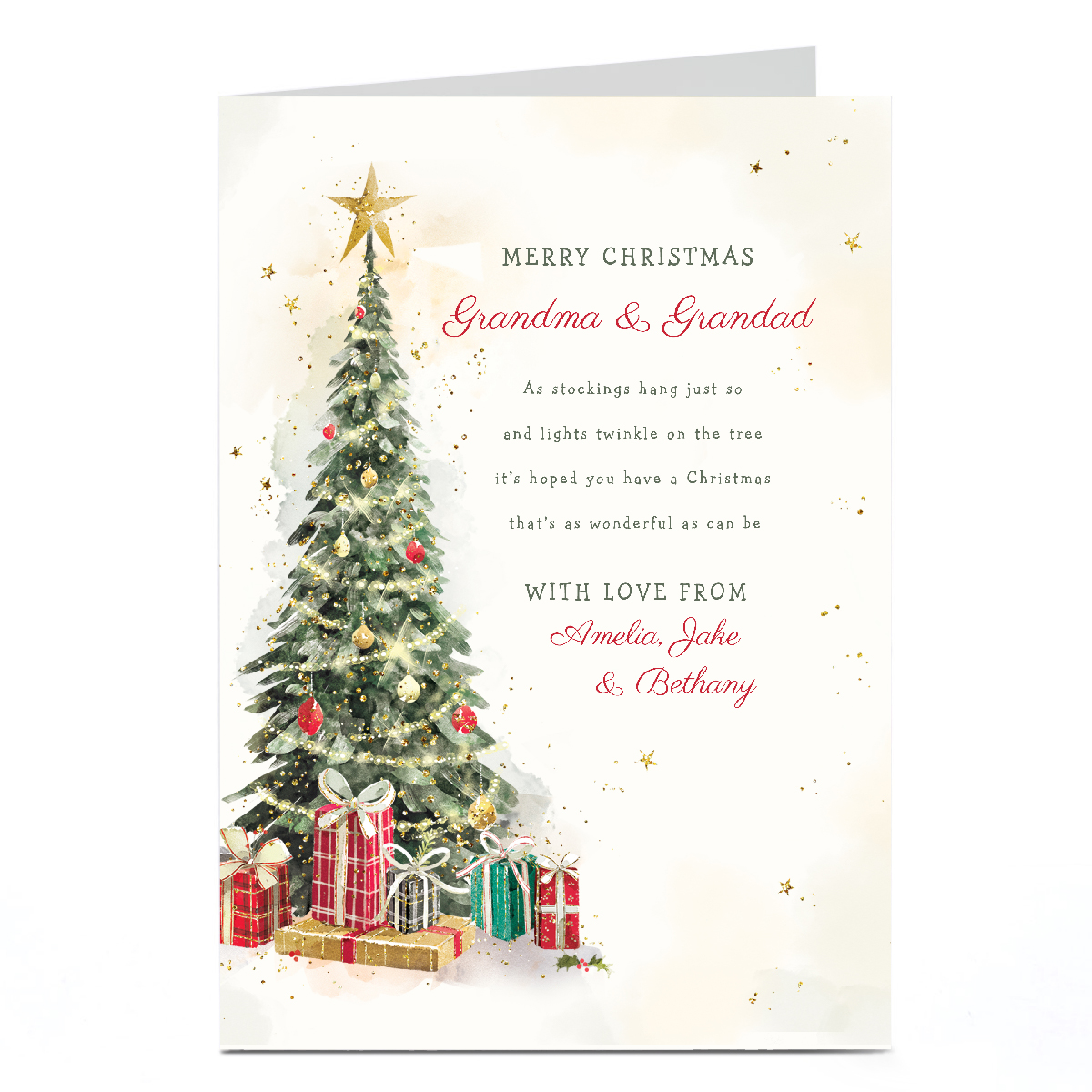 Personalised Christmas Card - Christmas Tree with Presents