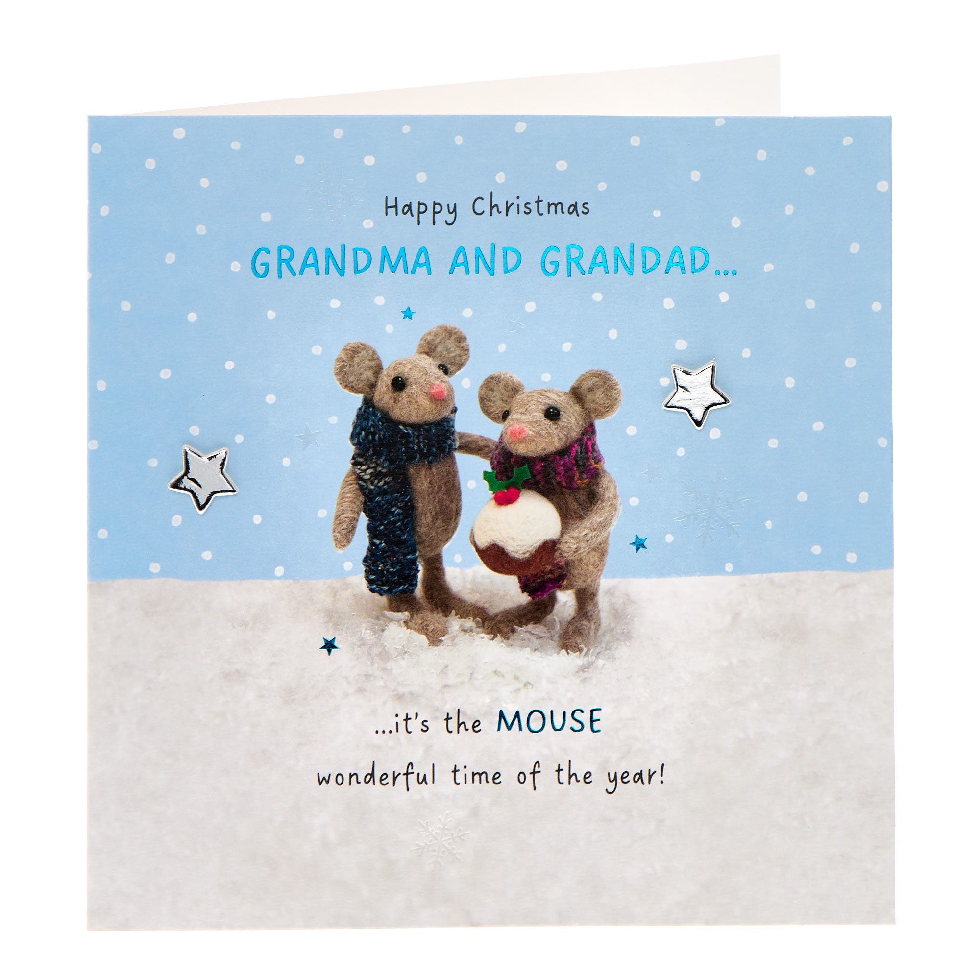 Grandma & Grandad Felted Mice Christmas Card