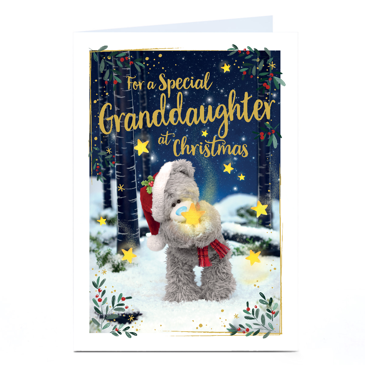 Personalised Tatty Teddy Christmas Card - Bear With Star, Granddaughter