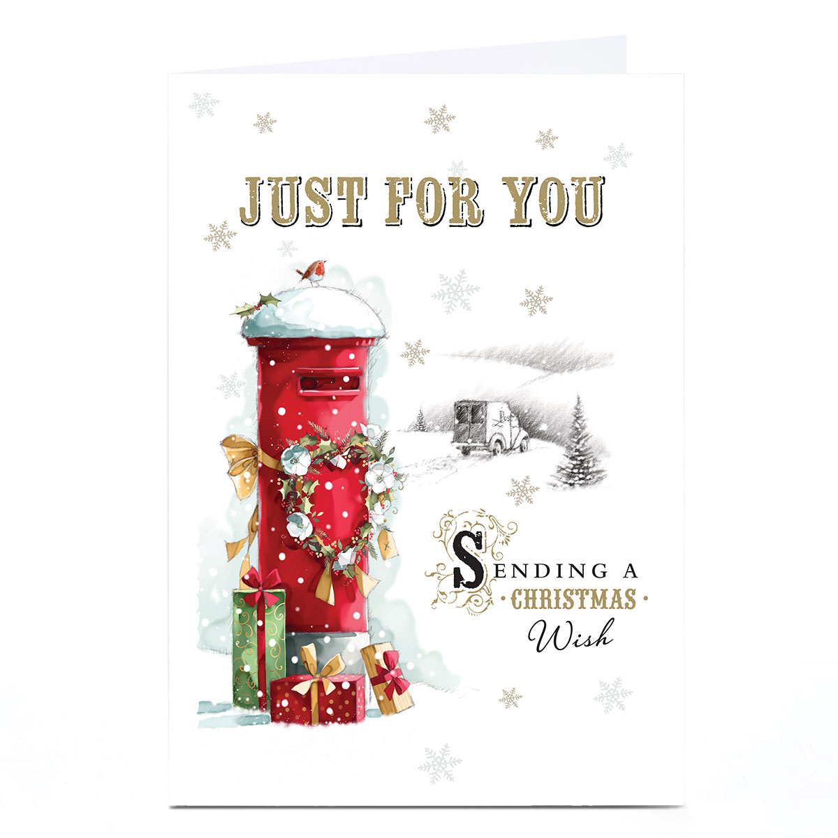 Personalised Christmas Card - Snowy Post Box Christmas Wish