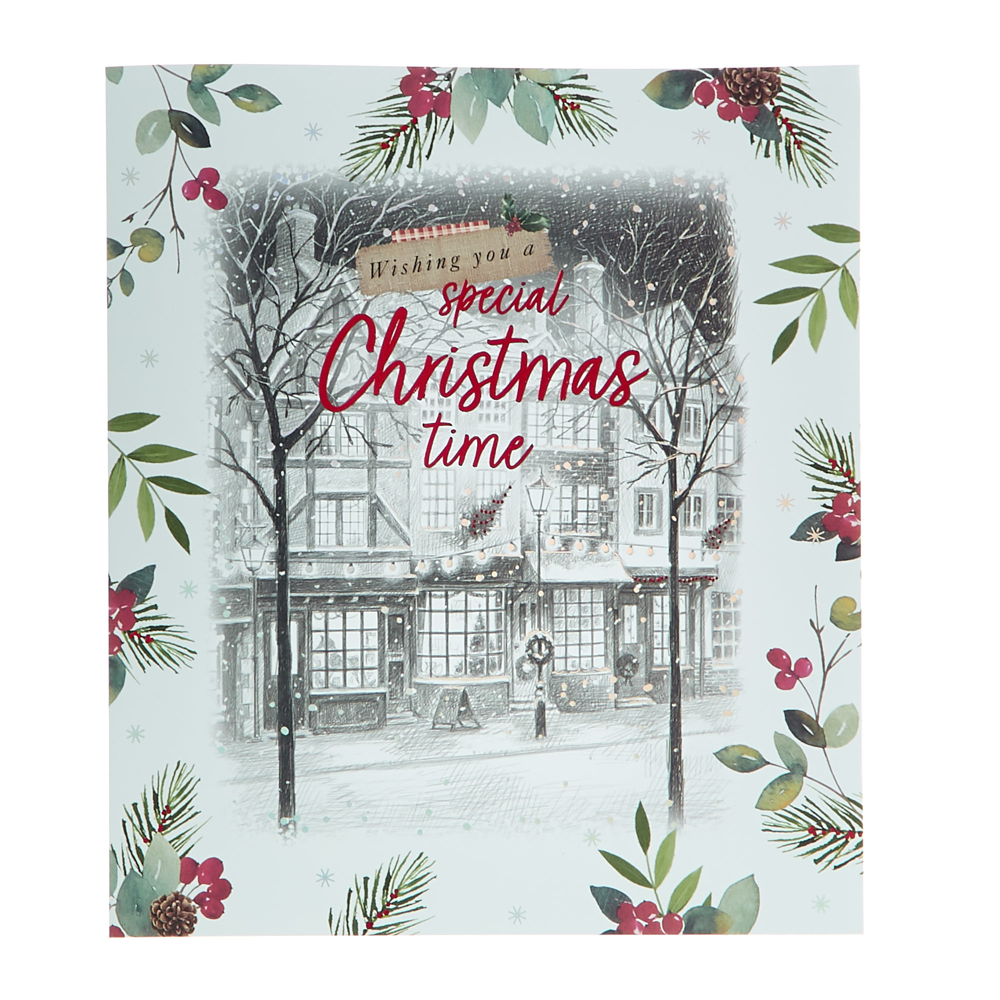 10 Premium Charity Boxed Christmas Cards - Village Streets (2 Designs) 