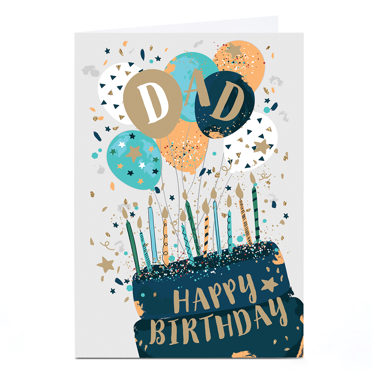 Personalised Birthday Card - Confetti Cake and Balloons, Dad