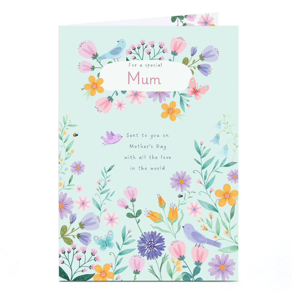 Personalised Mother's Day Card - Pastel Wild Flowers, Mum