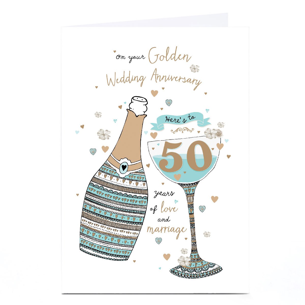 Personalised 50th Anniversary Card - On Your Golden Wedding Anniversary Champagne